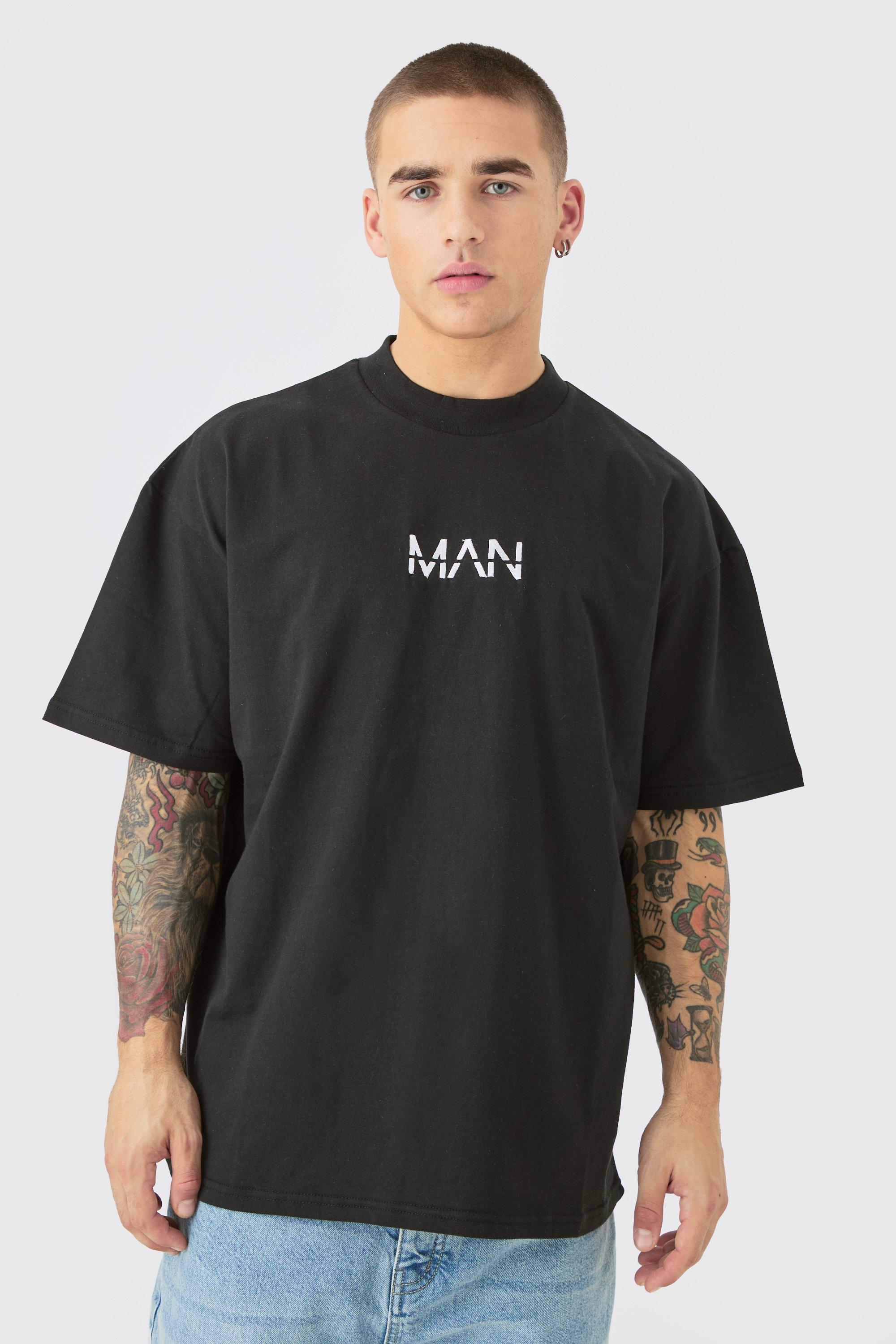 Image of Man Dash Oversized Heavy T-shirt, Nero