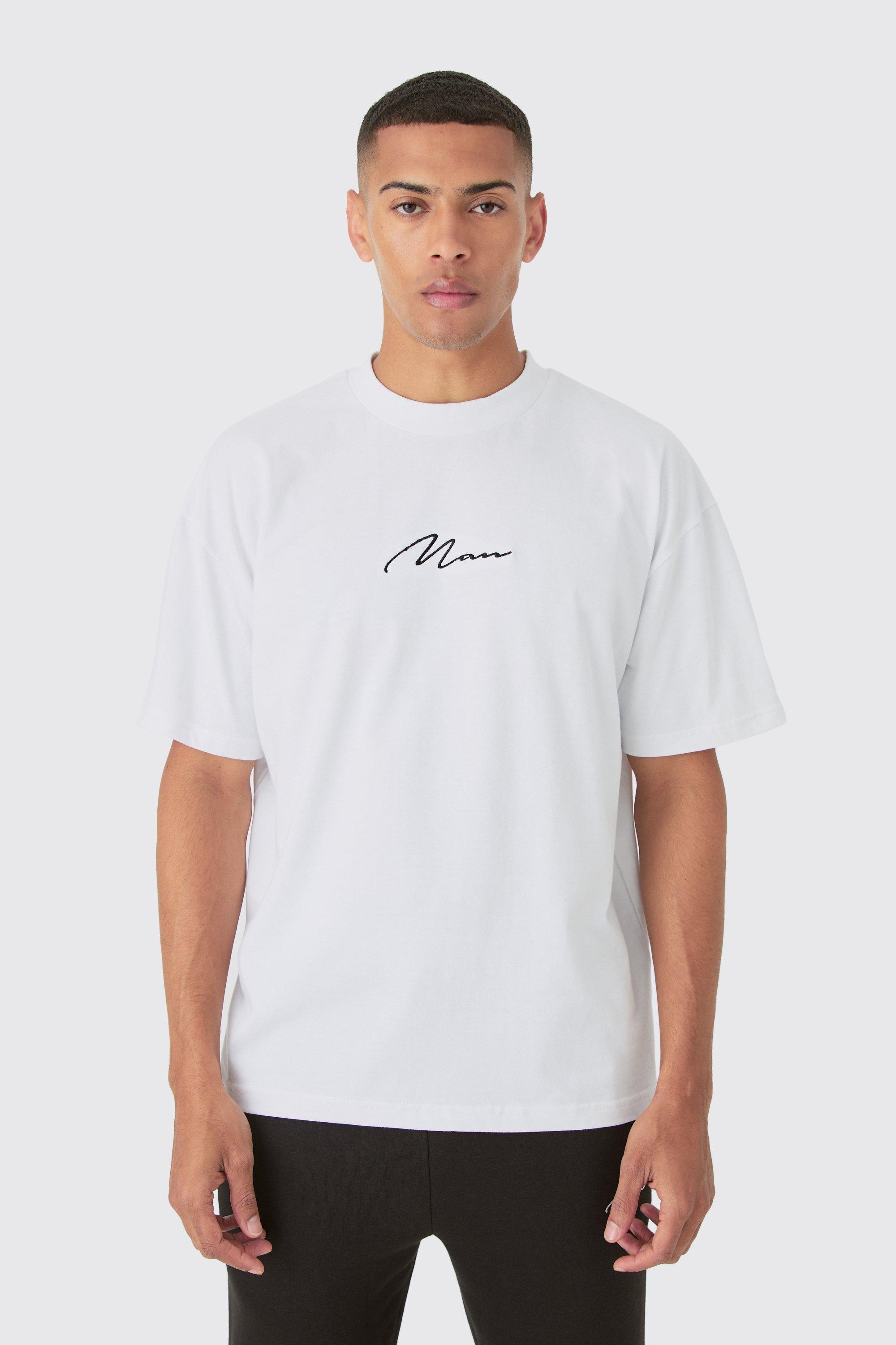 Image of Man Signature Oversized Heavy T-shirt, Bianco