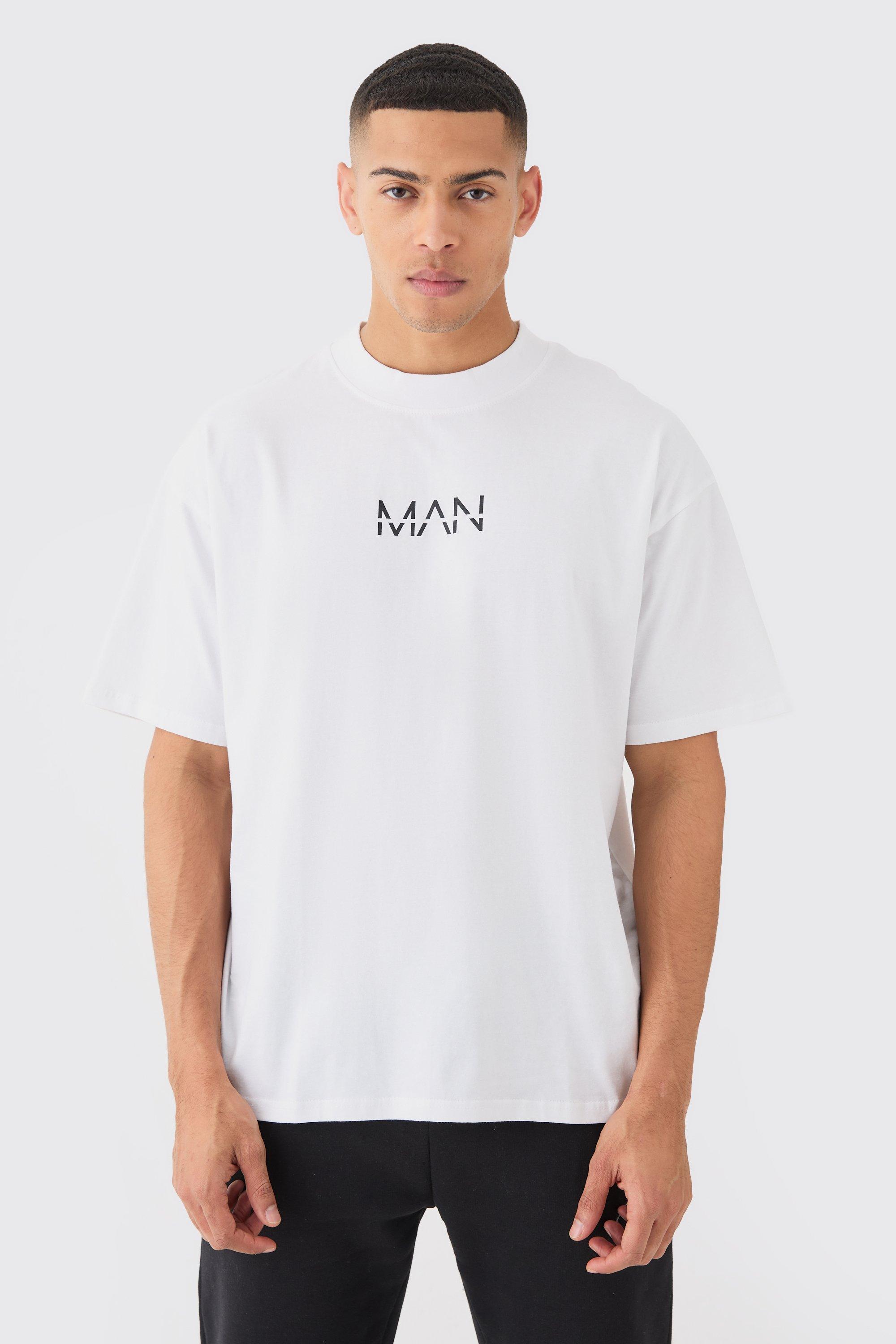 Image of Man Dash Oversized Basic Extended Neck T-shirt, Bianco