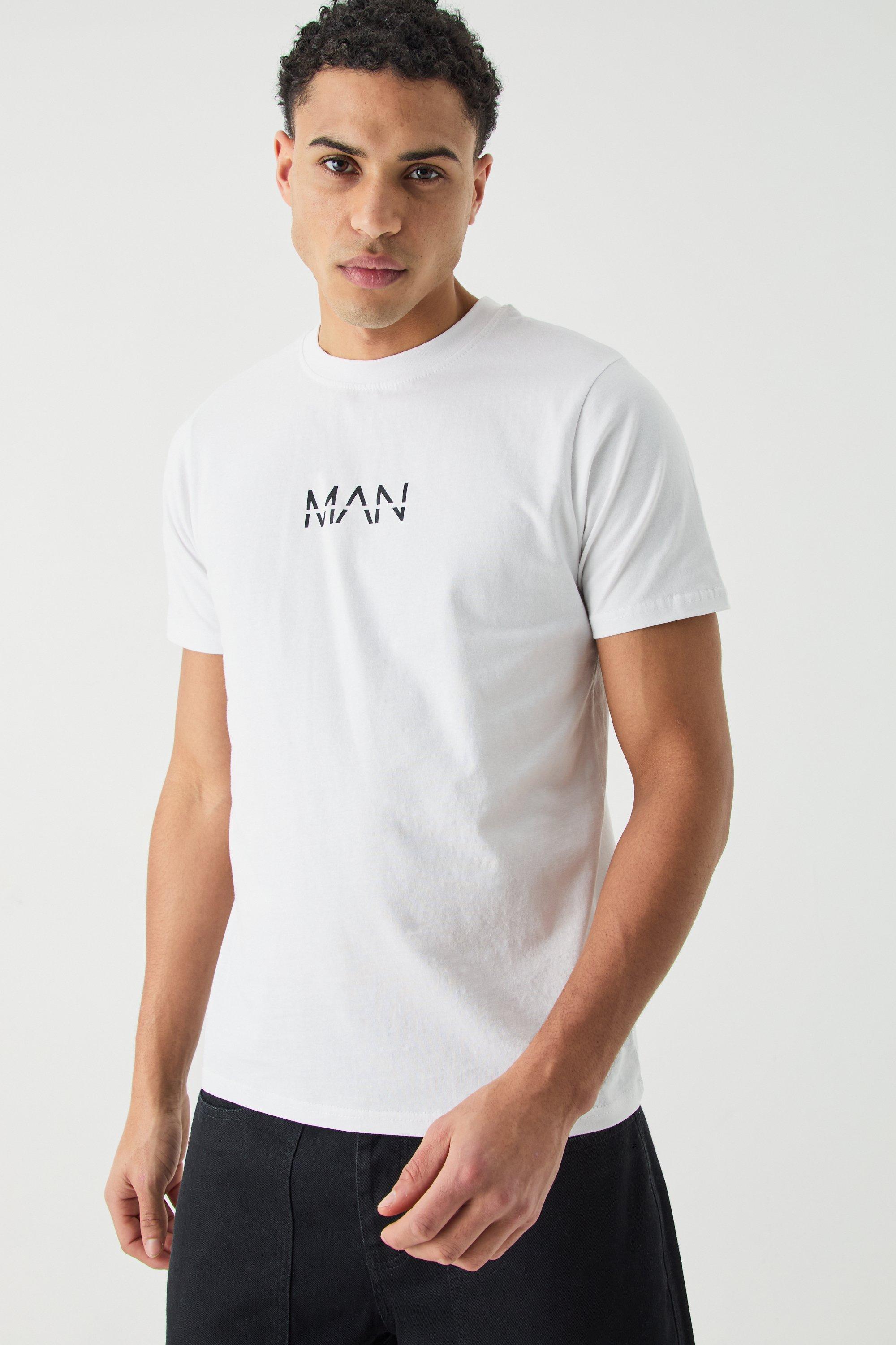 Mens White Man Dash Slim Fit T-shirt, White