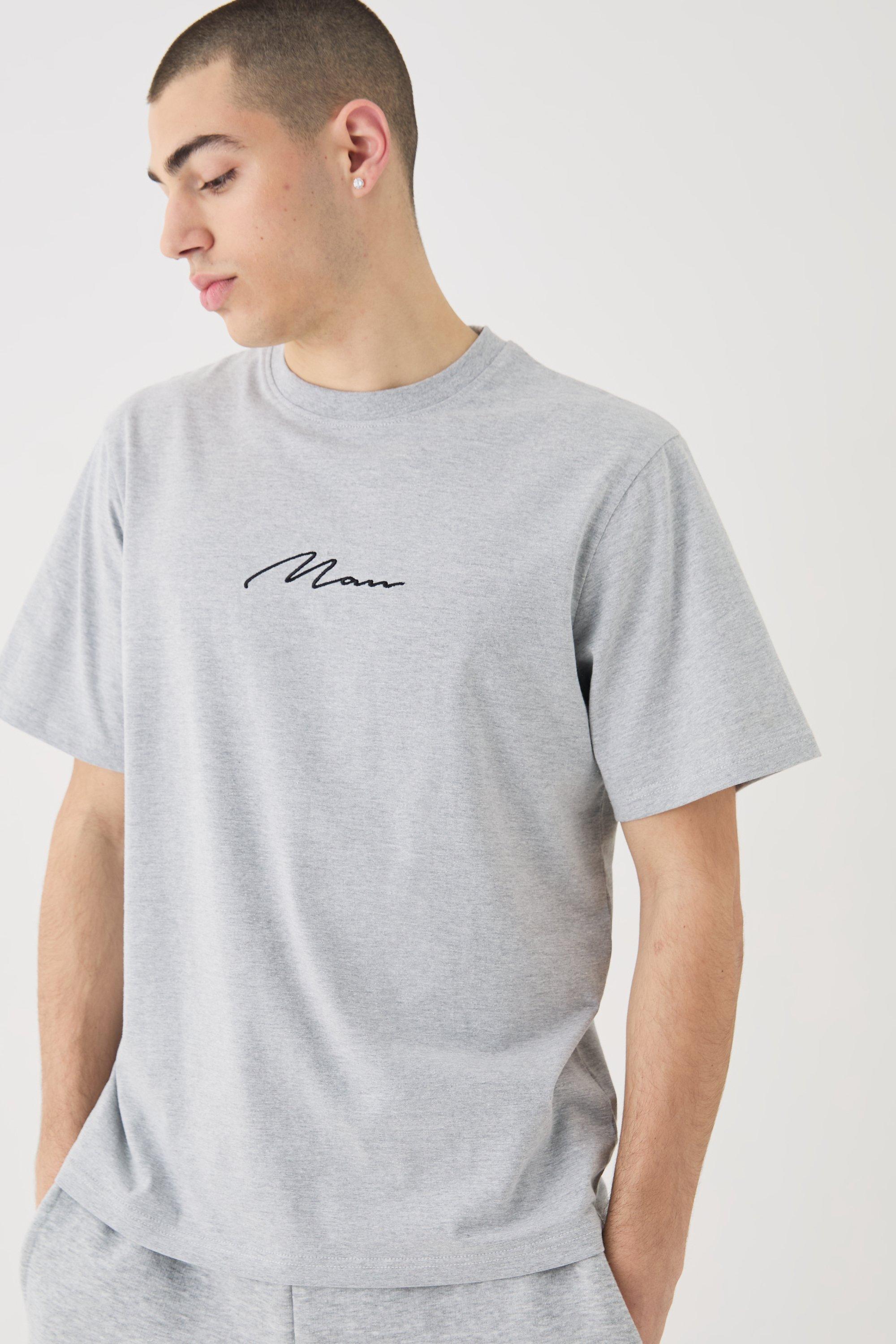 Image of Man Signature Basic T-shirt, Grigio