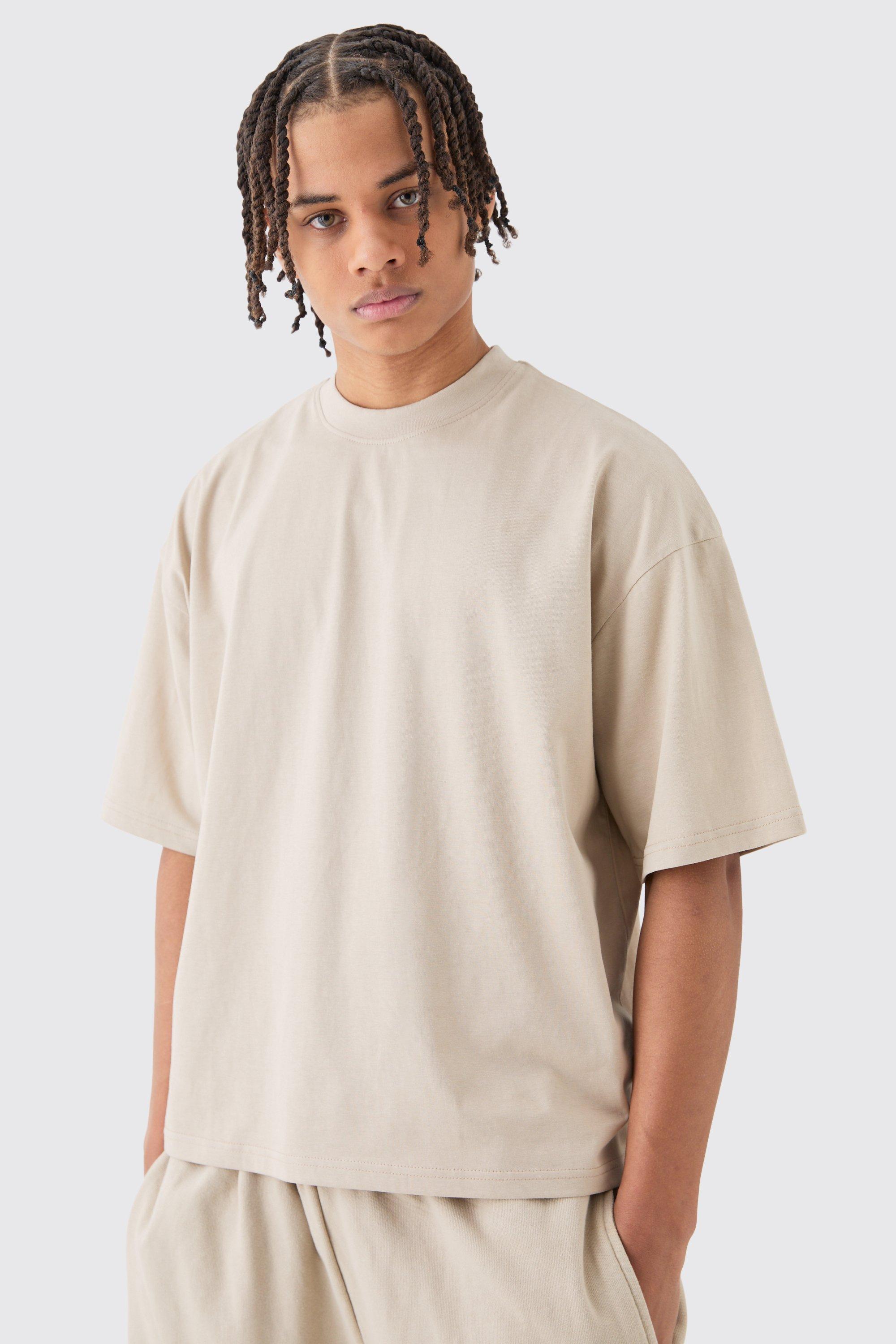 Image of T-shirt oversize squadrata Basic, Beige