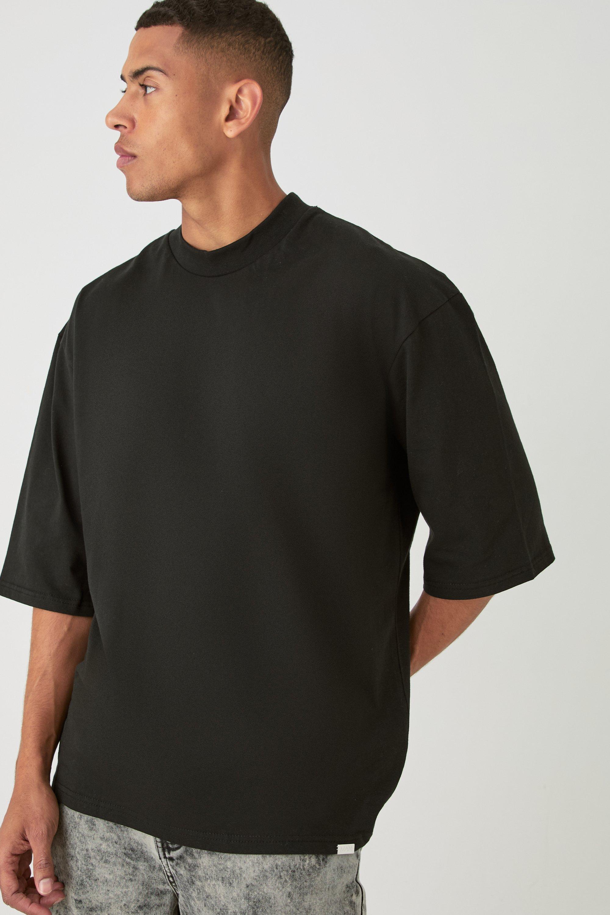 Image of Oversized Half Sleeve Heavyweight T-shirt, Nero