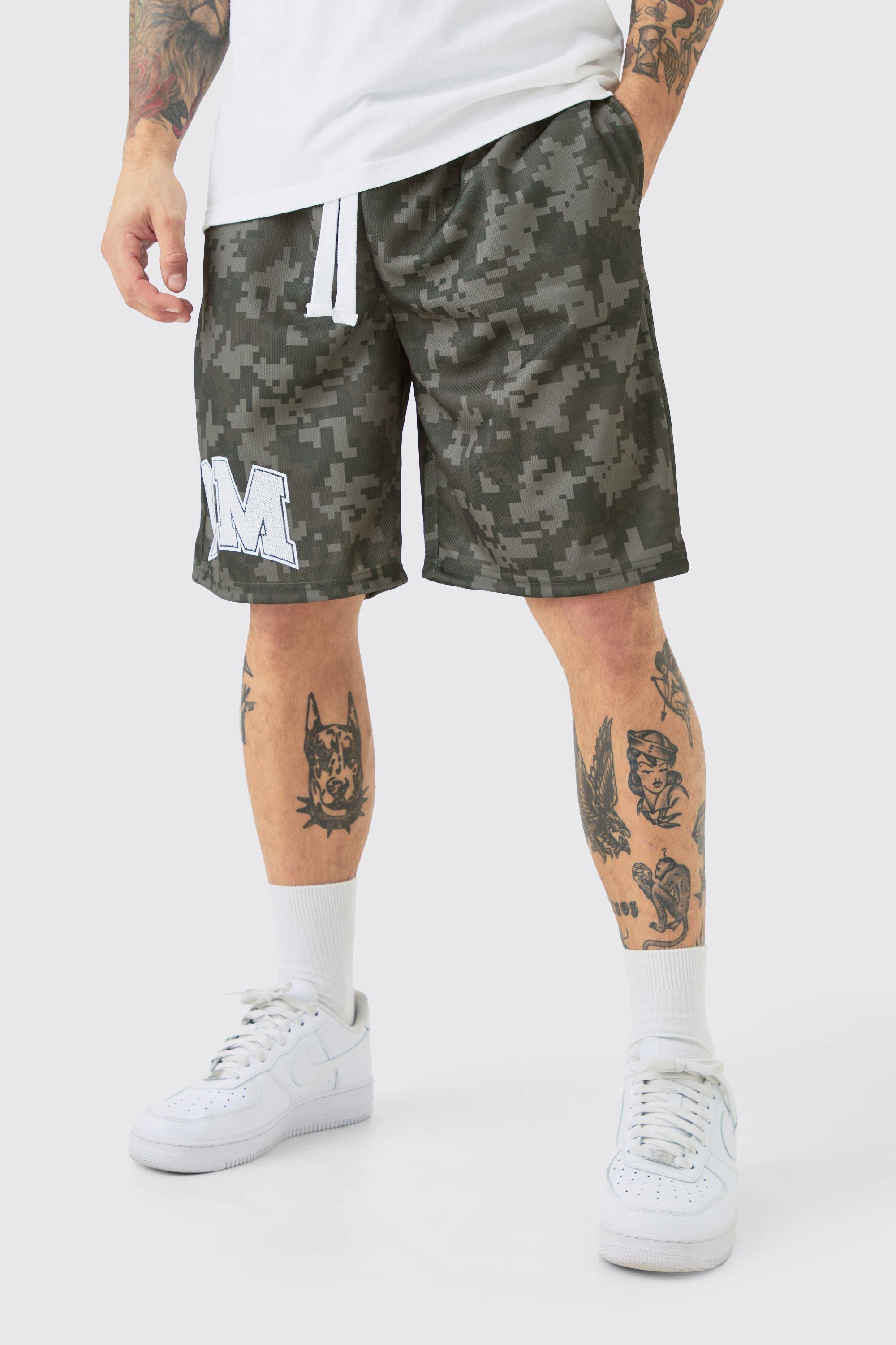 Image of Bm Camo Printed Mesh Basketball Shorts, Verde