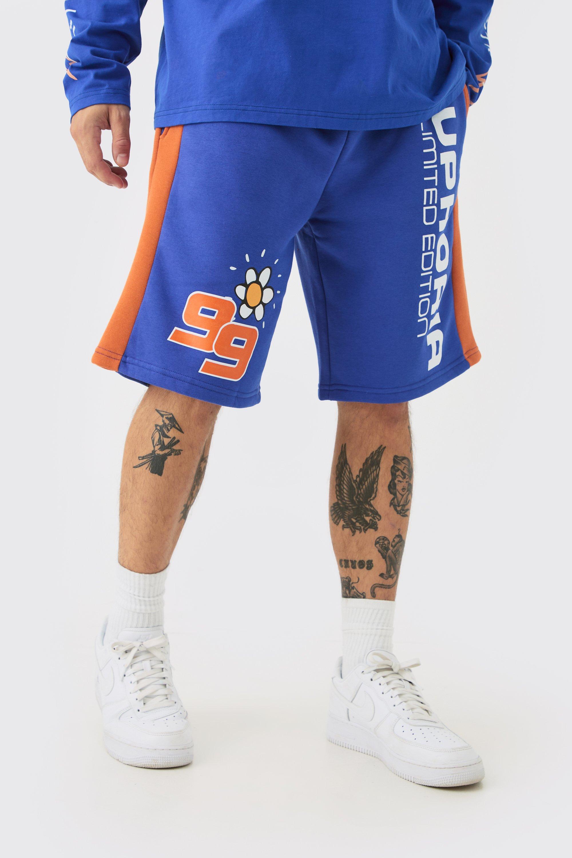 Image of Euphoria Graphic Long Length Basketball Shorts, Azzurro