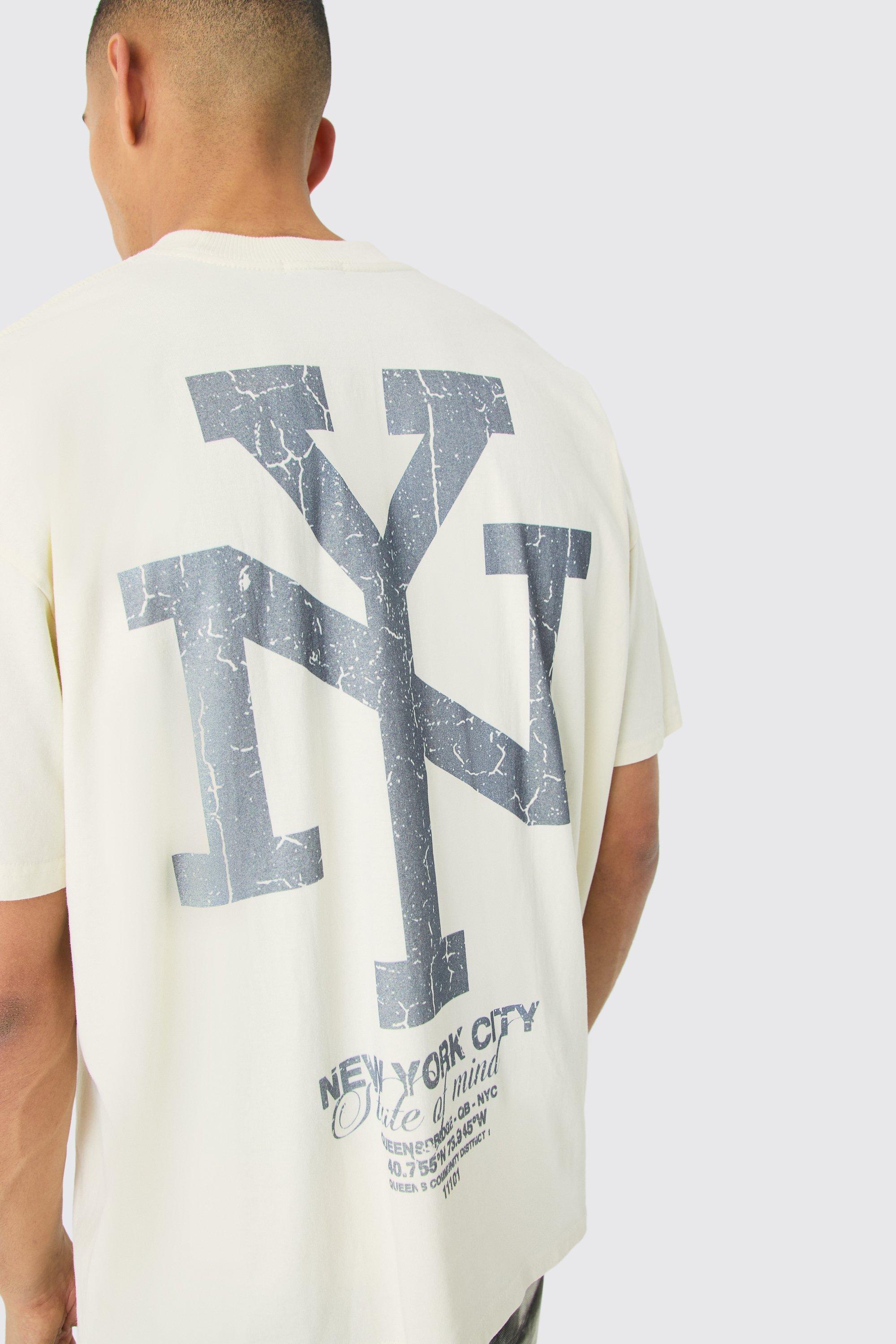 Image of T-shirt oversize con grafica NY, Cream