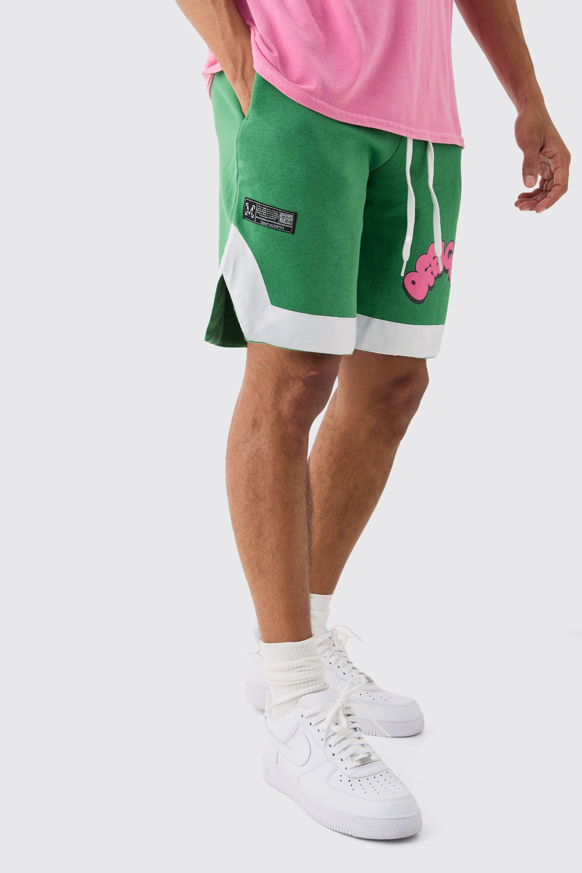 Mens Green Official Basketball Shorts, Green