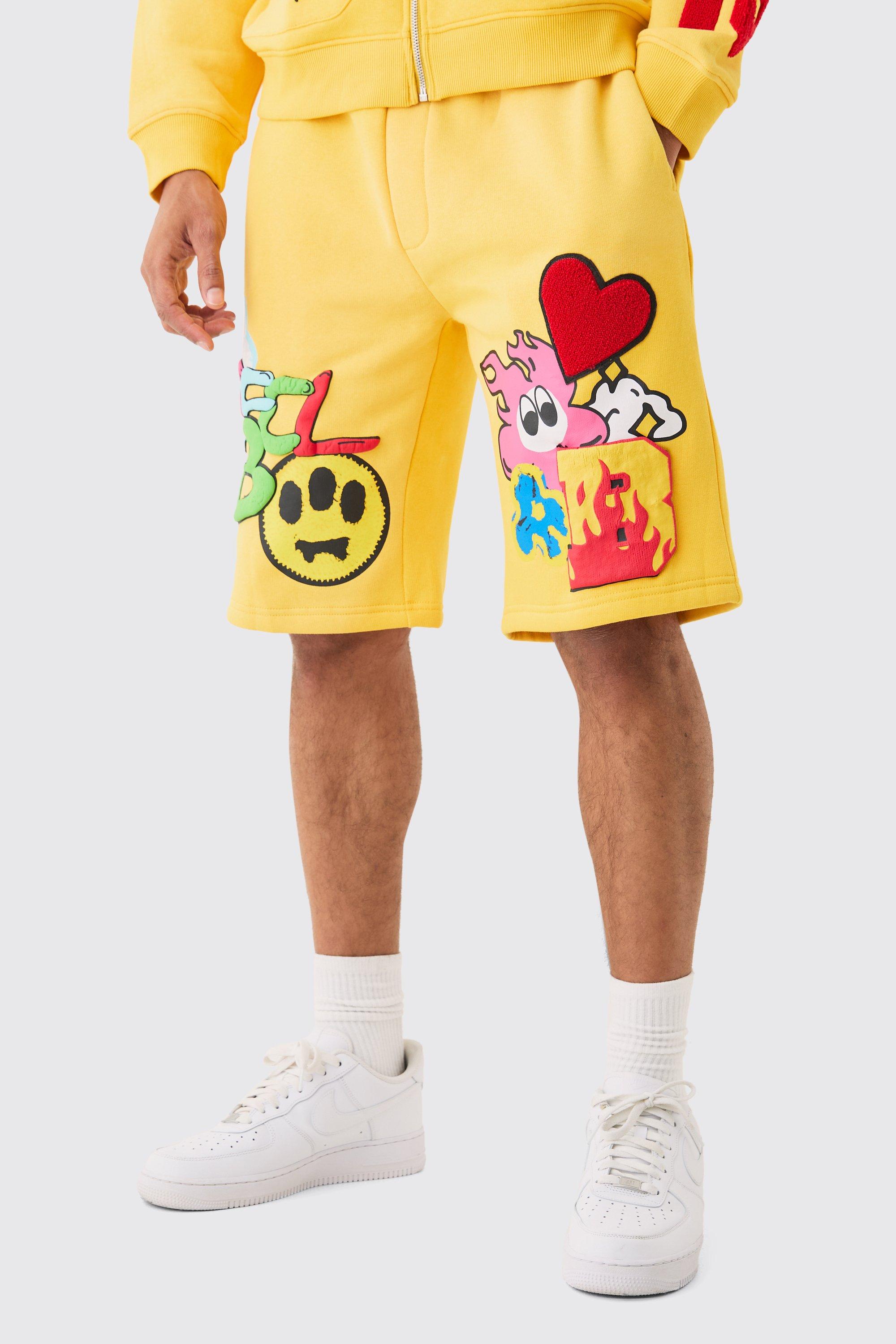 Image of Loose Embroidered Spray Shorts, Giallo