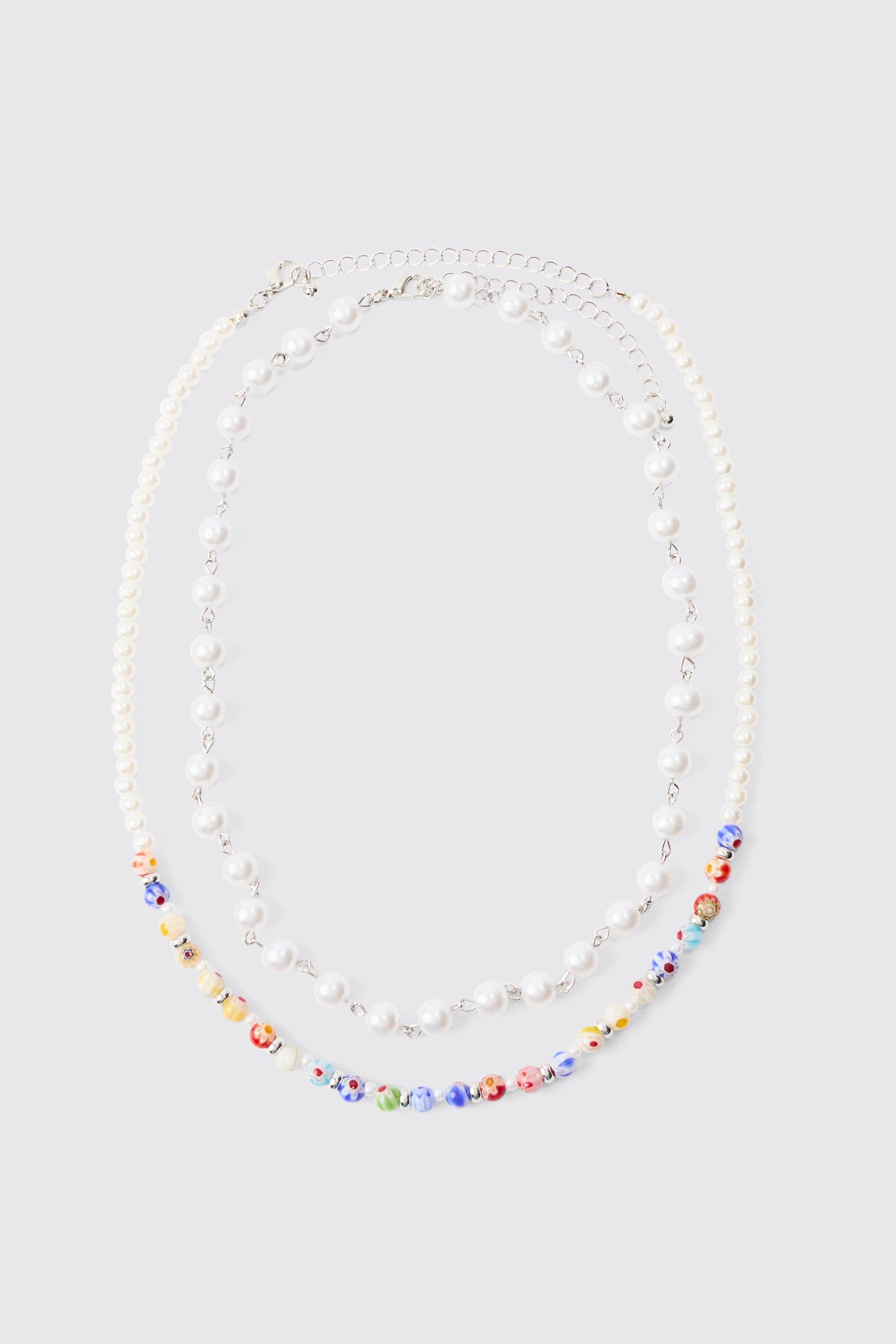 Image of Collana di perle e perline in vari colori, Multi