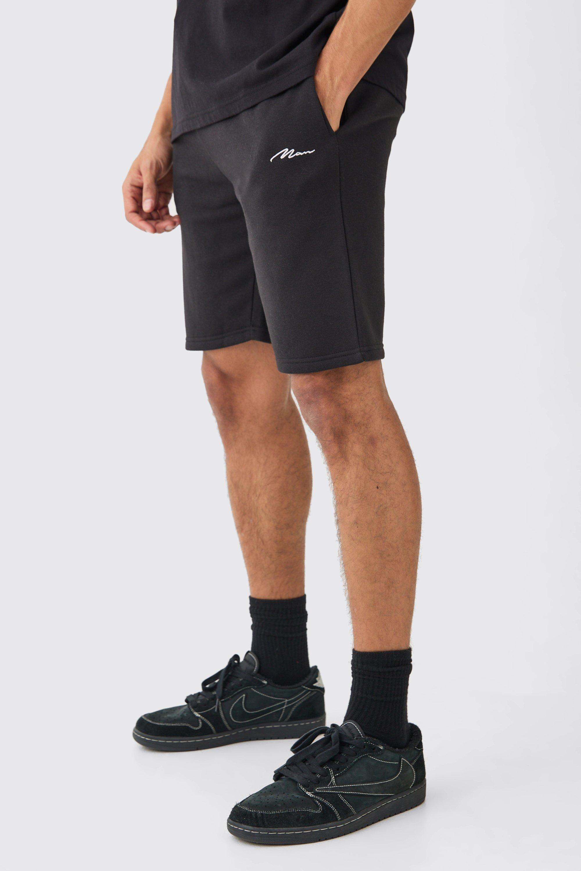Image of Man Signature Loose Fit, Mid Length Shorts, Nero