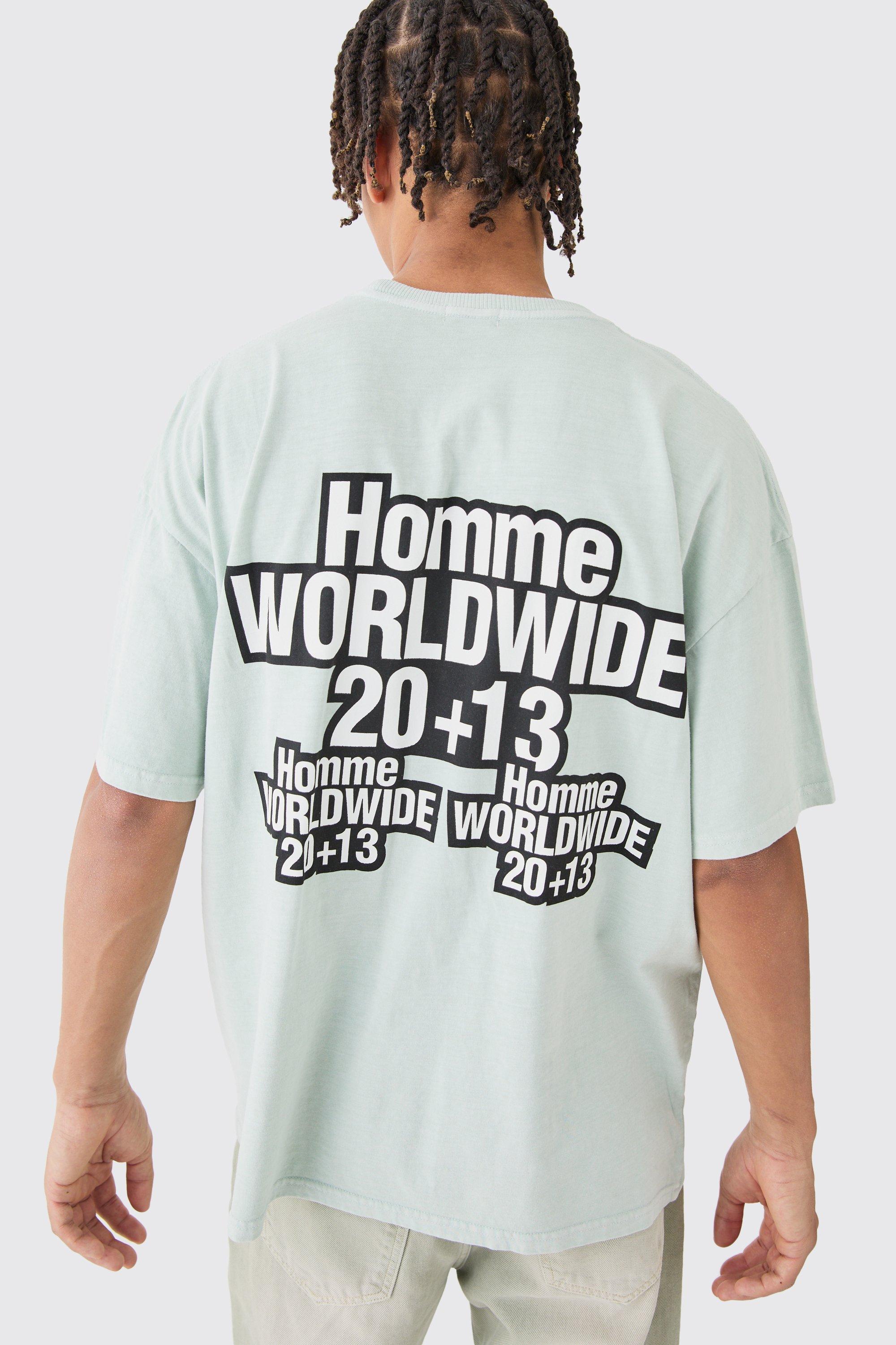 Image of T-shirt oversize sovratinta Homme Worldwide, Verde