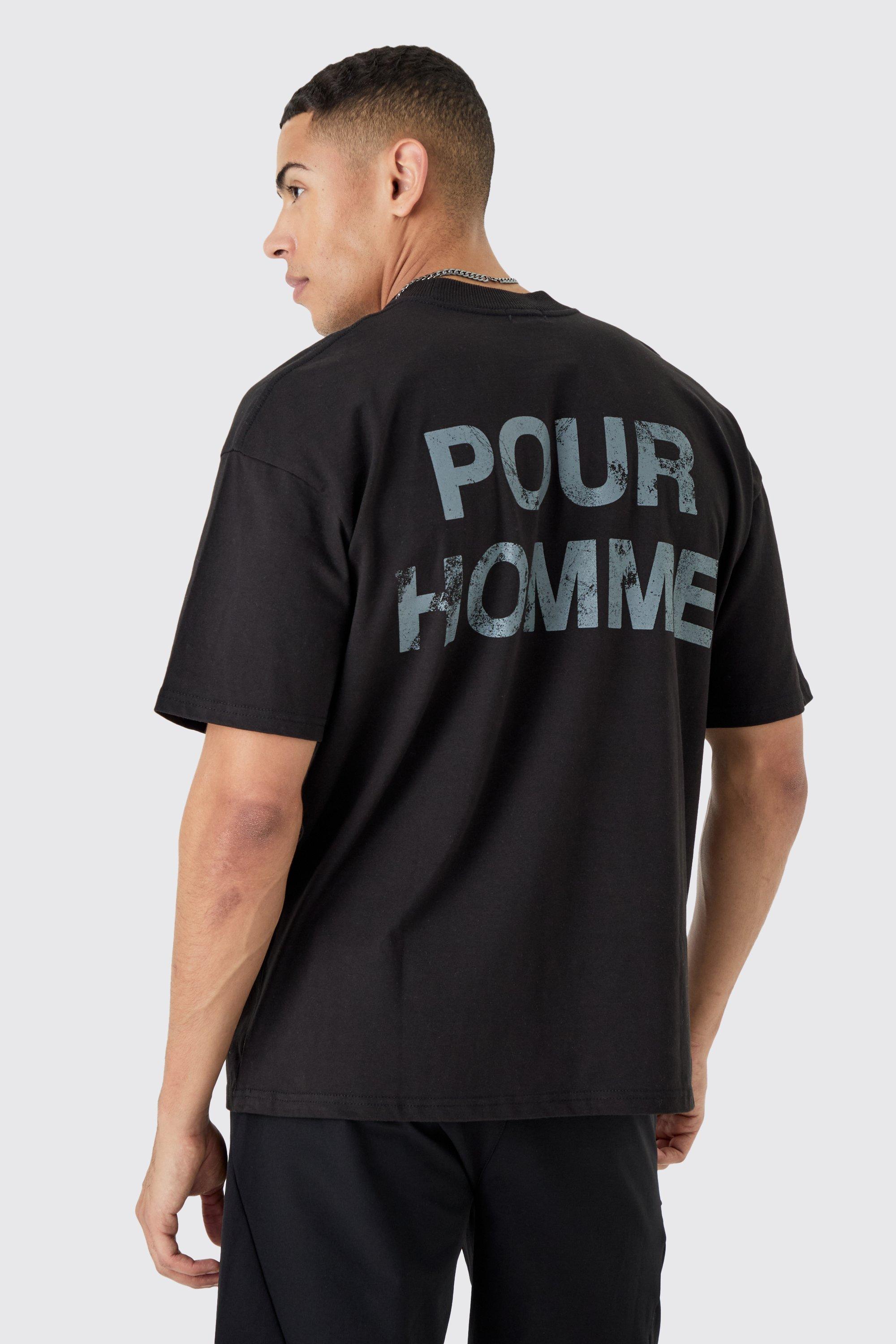 Image of T-shirt oversize con grafica Pour Homme, Nero