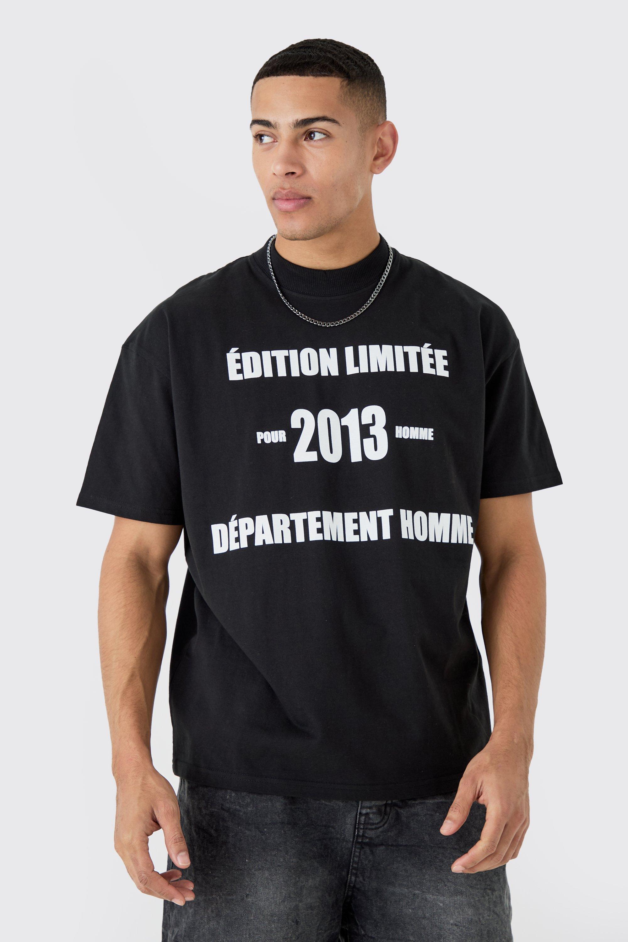 Image of T-shirt oversize con slogan, Nero