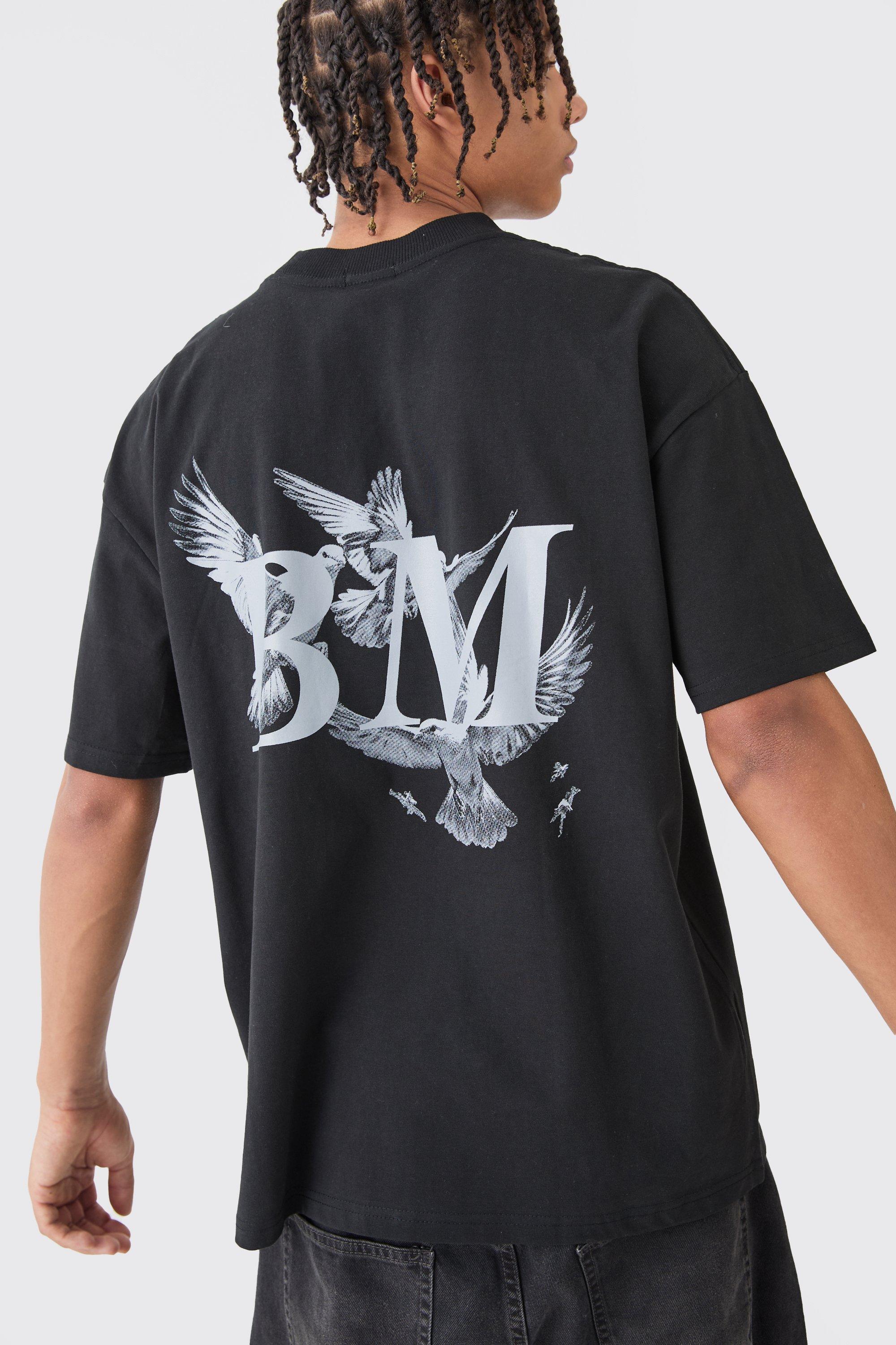 Image of T-shirt oversize con grafica Bm, Nero