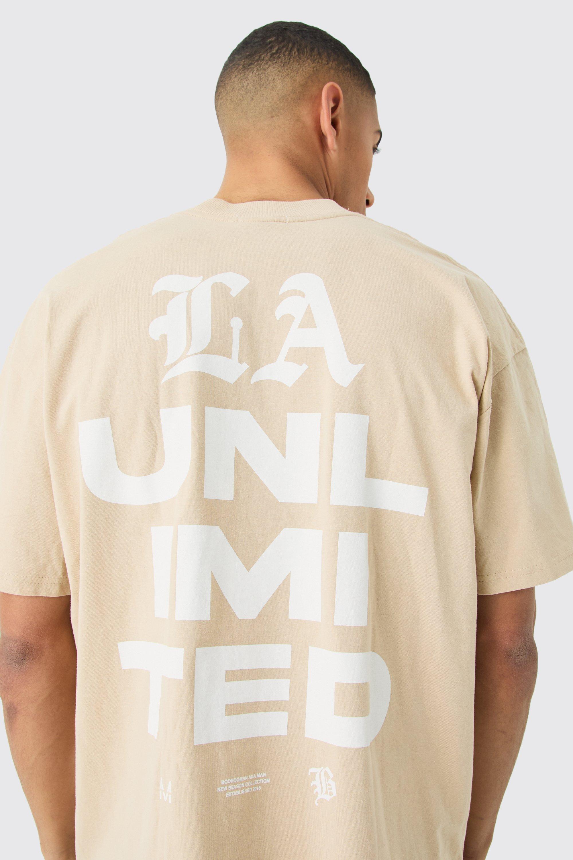 Image of T-shirt oversize con grafica Unlimited, Beige