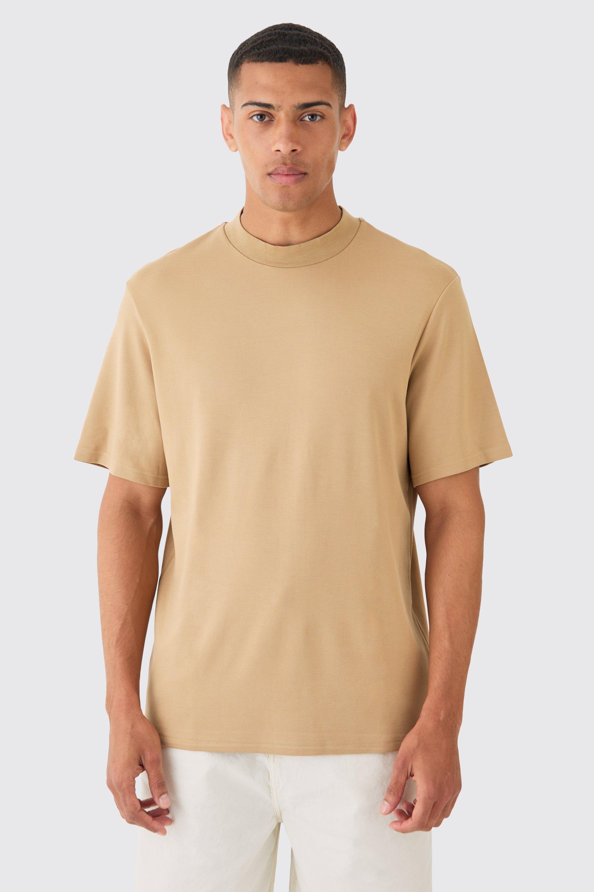 Image of Extended Neck Core Super Heavy Premium T-shirt, Beige