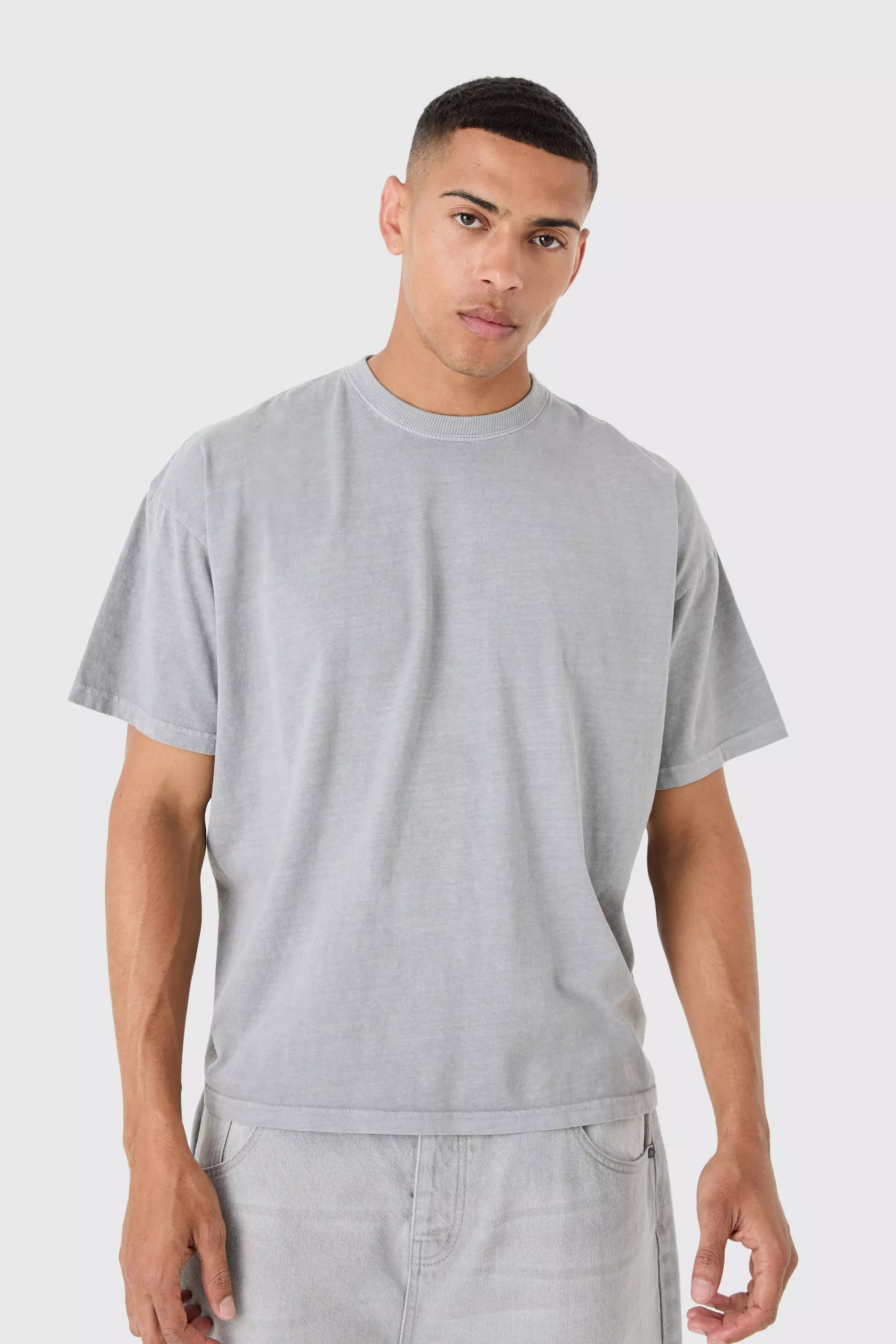 grey slogan t shirt