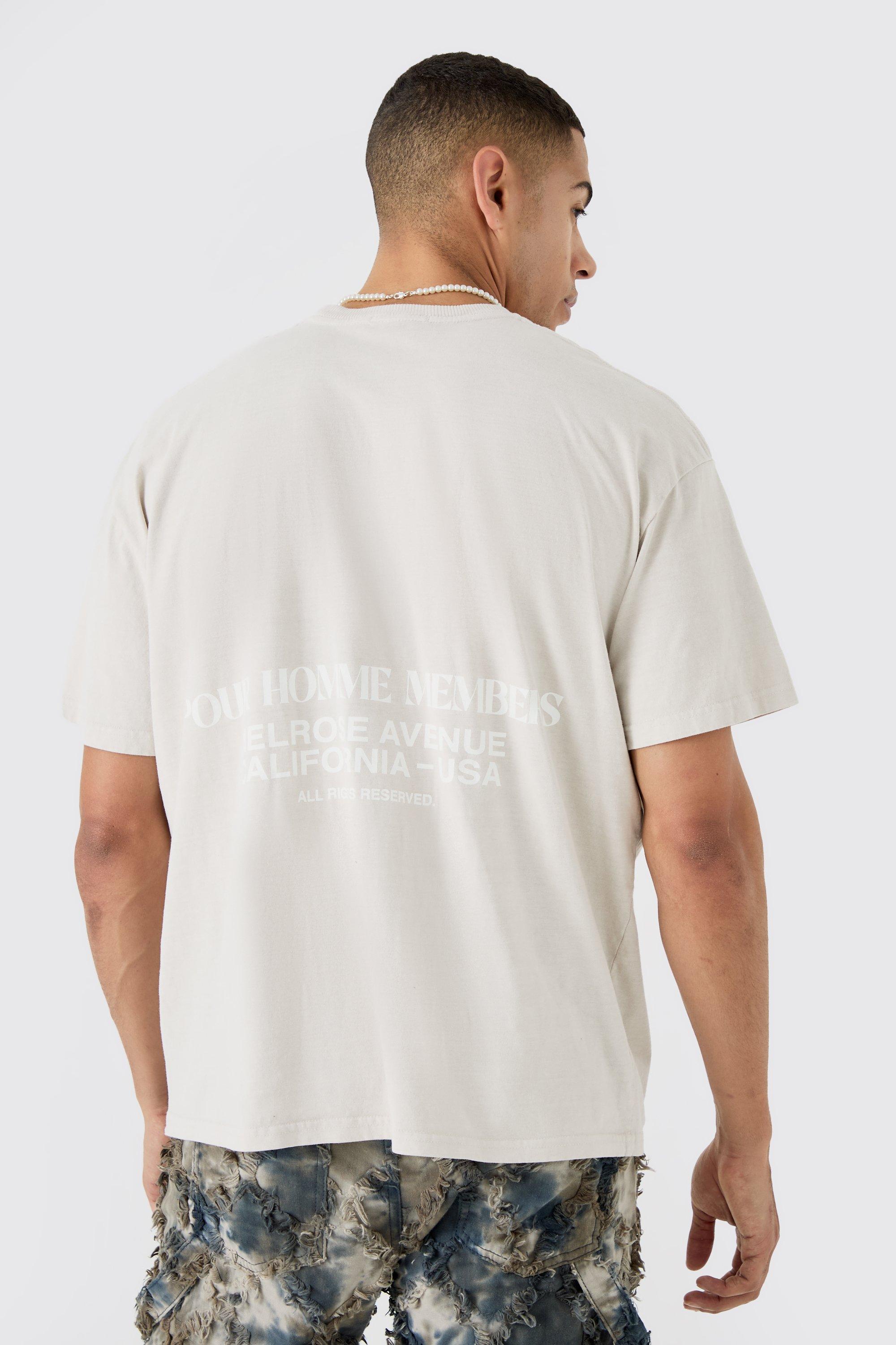 Image of T-shirt squadrata oversize sovratinta con grafica, Pink