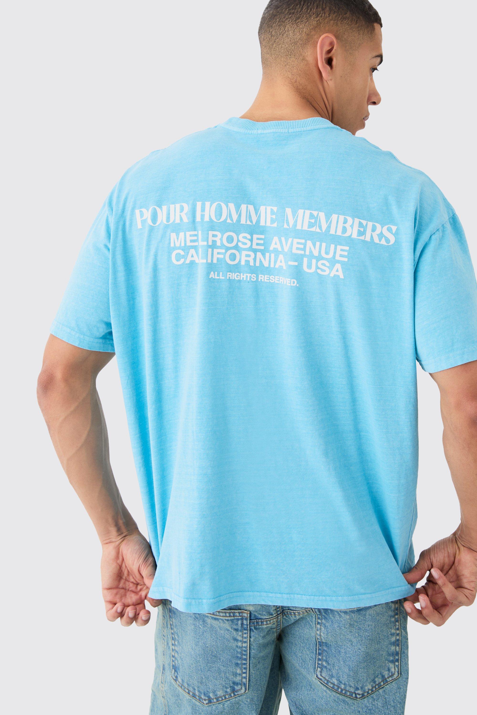 Image of T-shirt oversize sovratinta con grafica, Azzurro