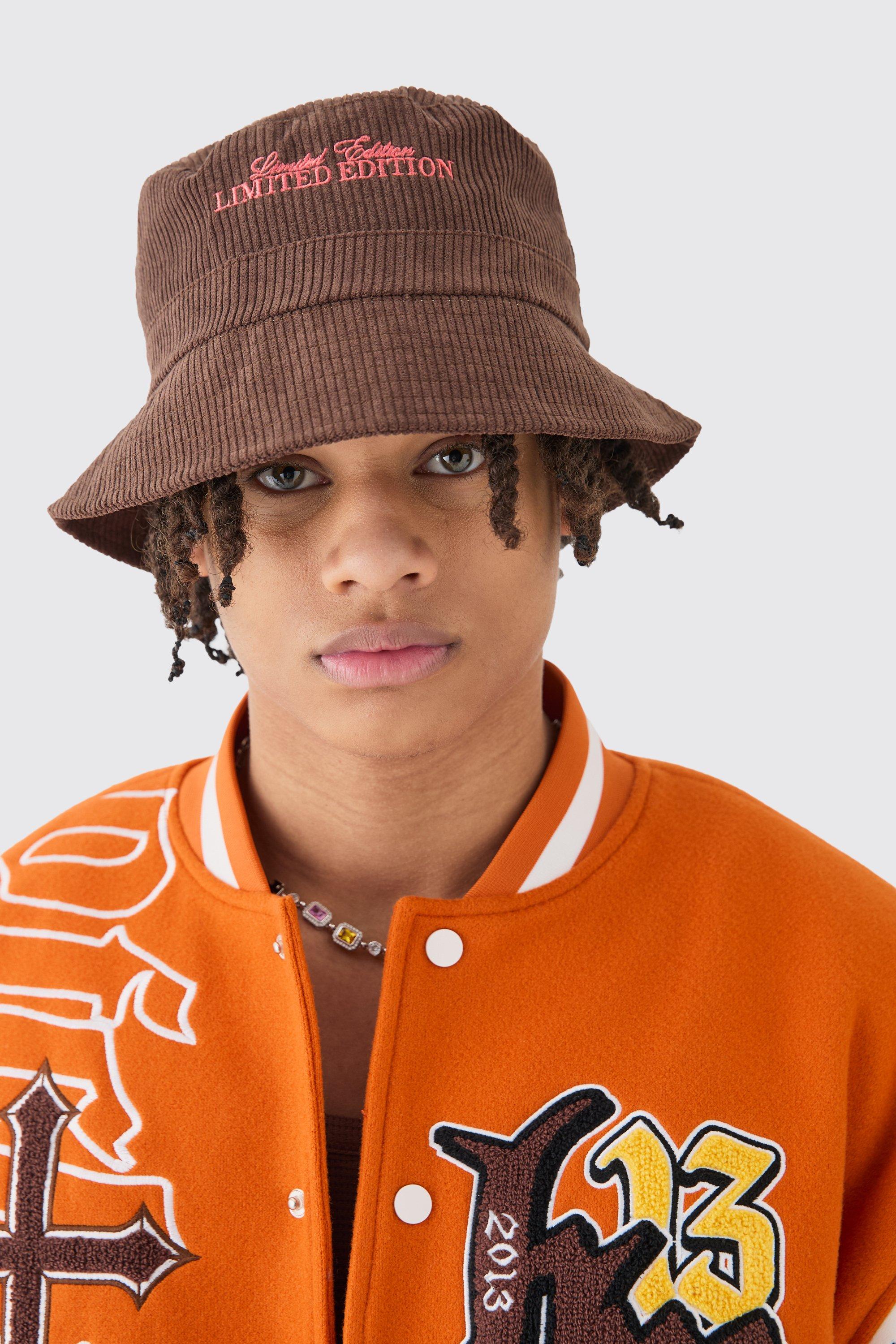 Mens Brown Corduroy Bucket Hat In Chocolate, Brown