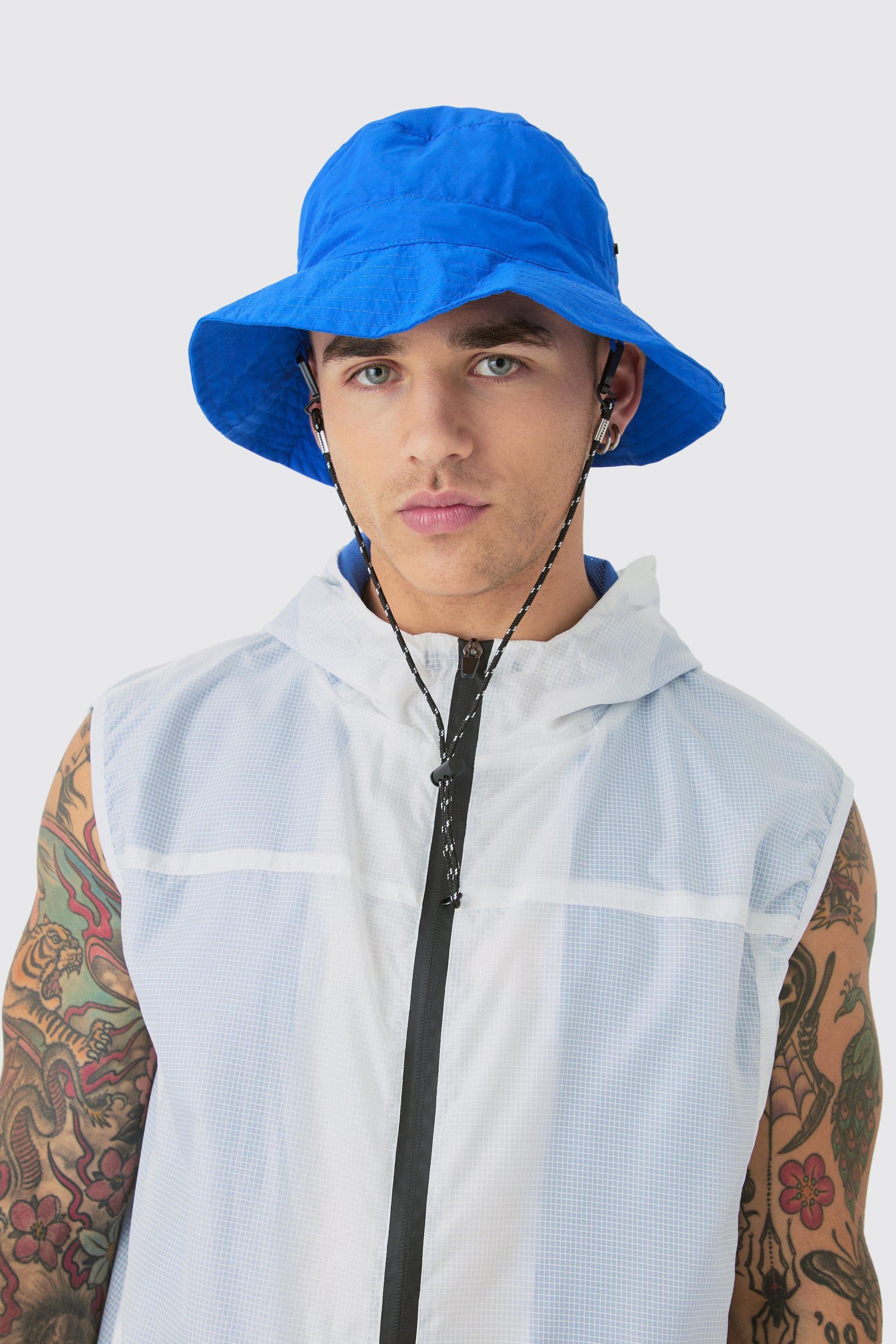 Mens Blue Packable Bucket Hat In Cobalt, Blue