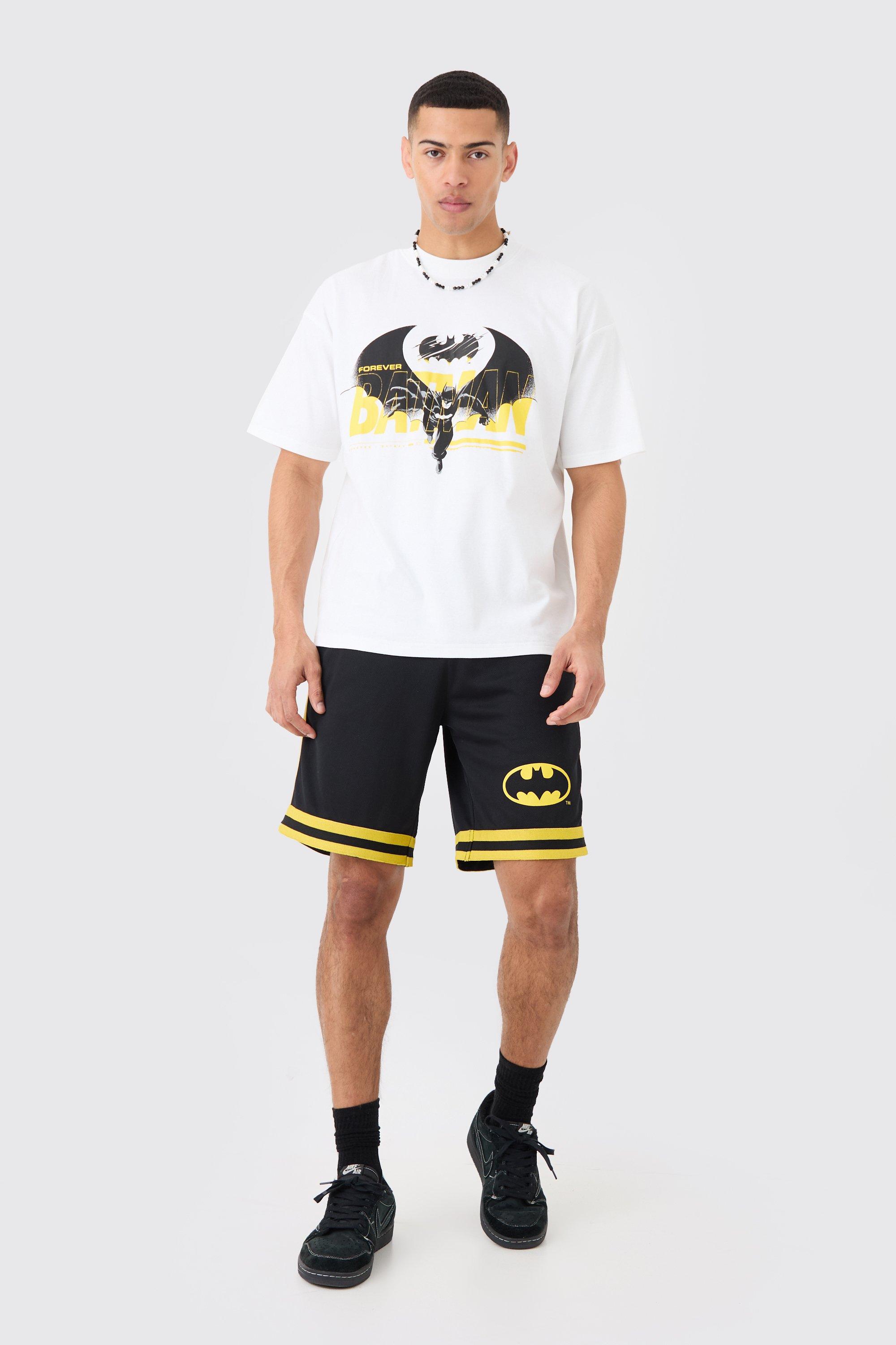 Image of Oversized Batman License T-shirt And Mesh Short Set, Nero