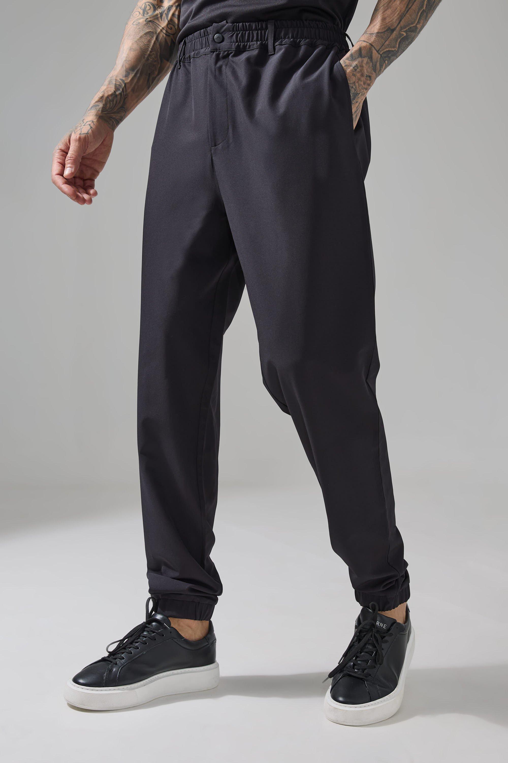 Mens Black Tall Man Active Cuffed Golf Tapered Jogger, Black