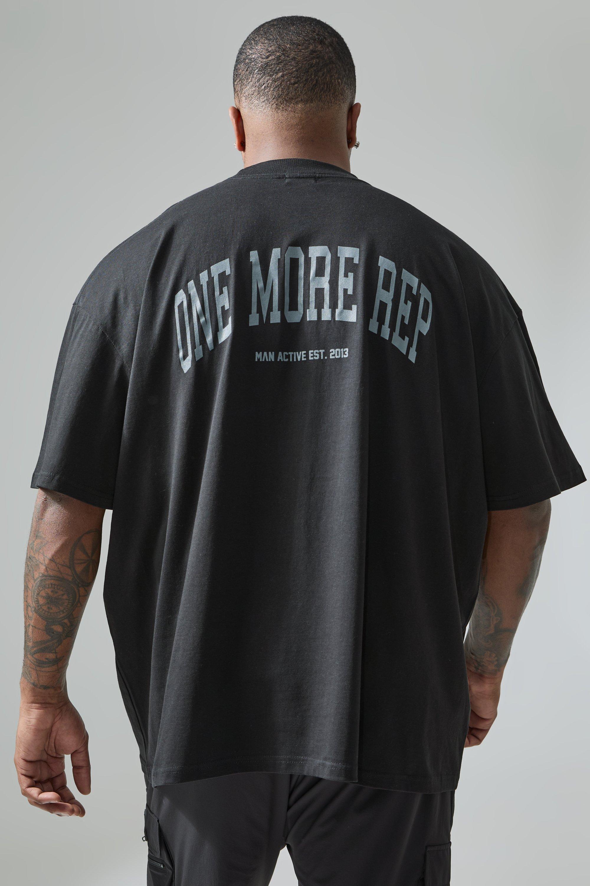 Image of T-shirt Plus Size Active di One More Rep con girocollo esteso, Nero