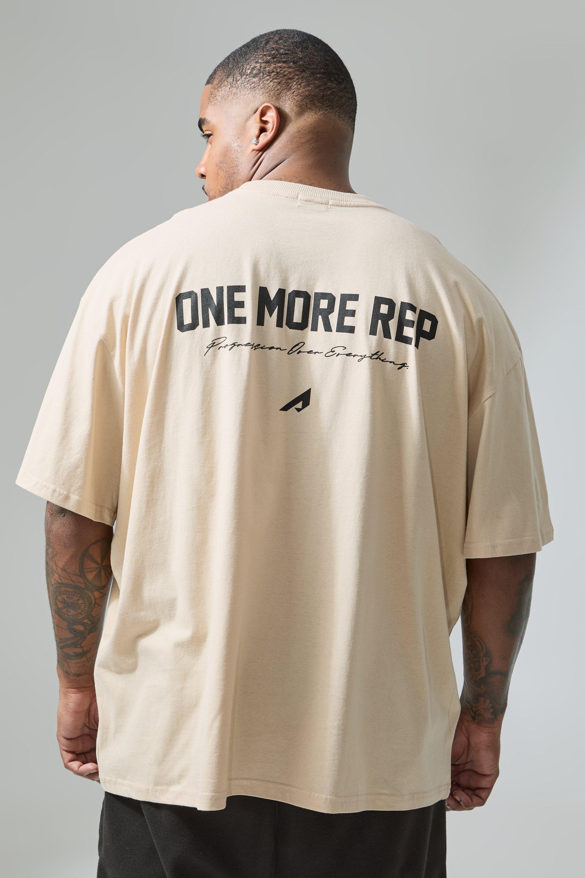 Image of T-shirt Plus Size oversize Active di One More Rep, Beige