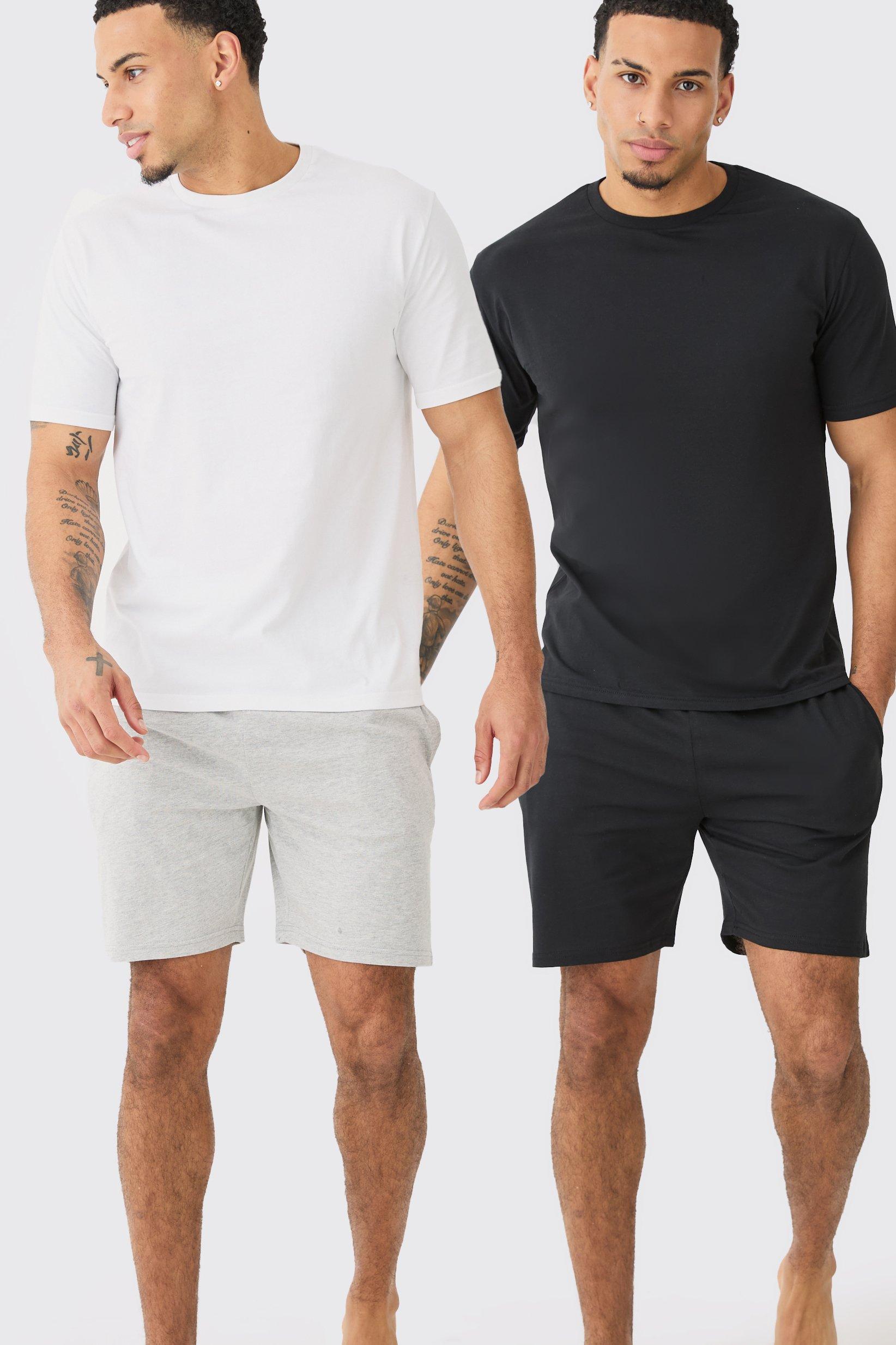 Mens Multi 2 Pack T-shirt & Short Lounge Set, Multi