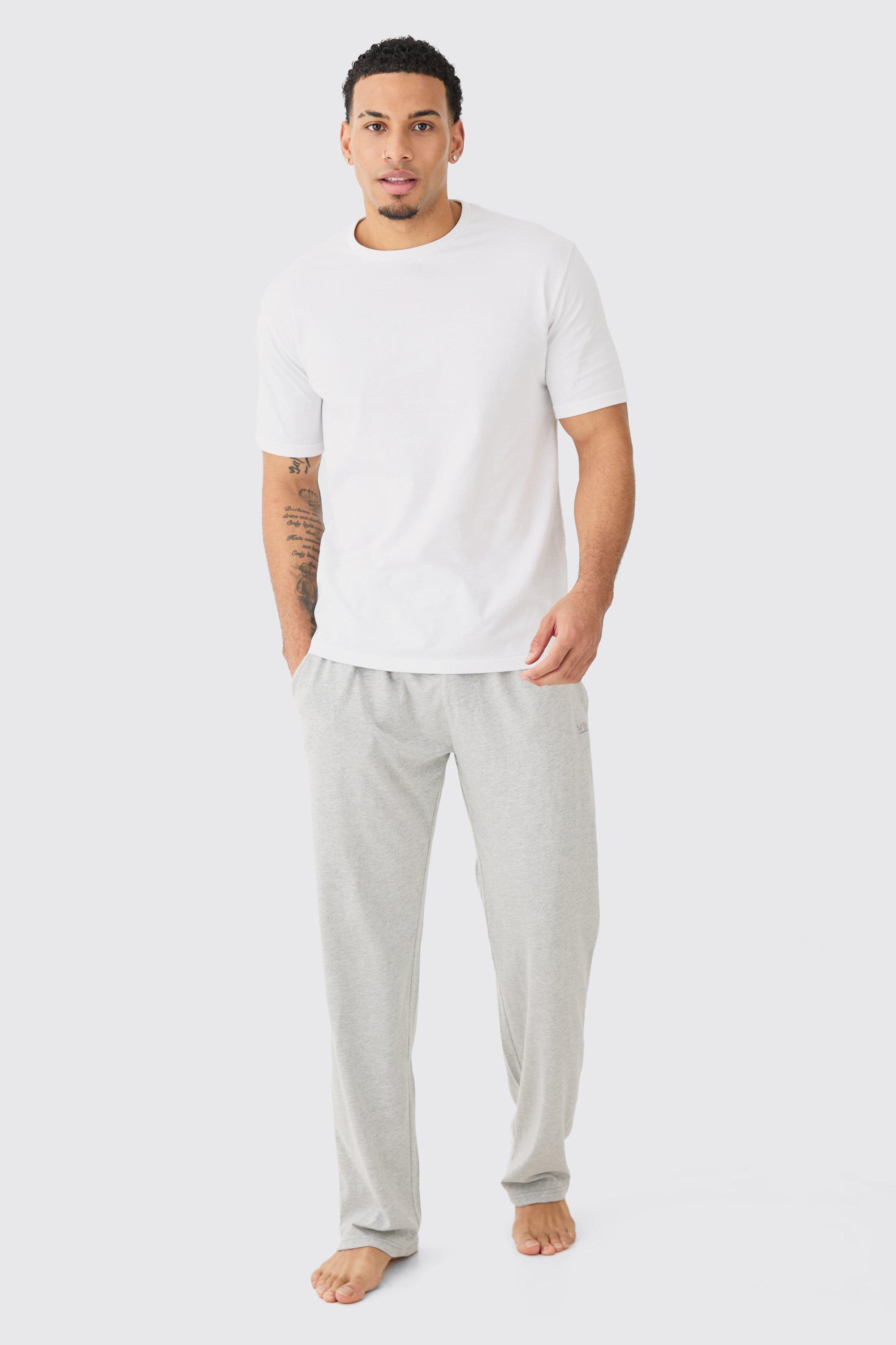 Mens Grey T-shirt & Trouser Lounge Set, Grey