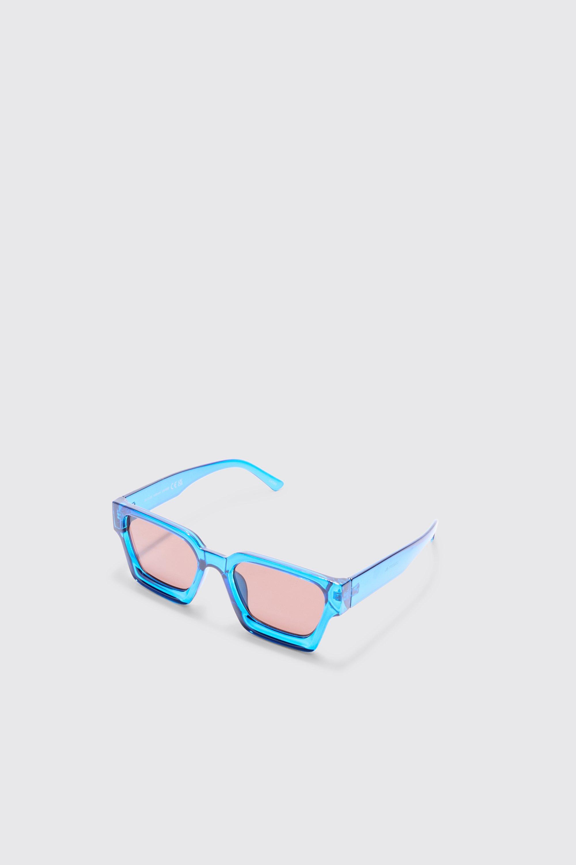 Image of Plastic Retro Sunglasses In Blue, Azzurro