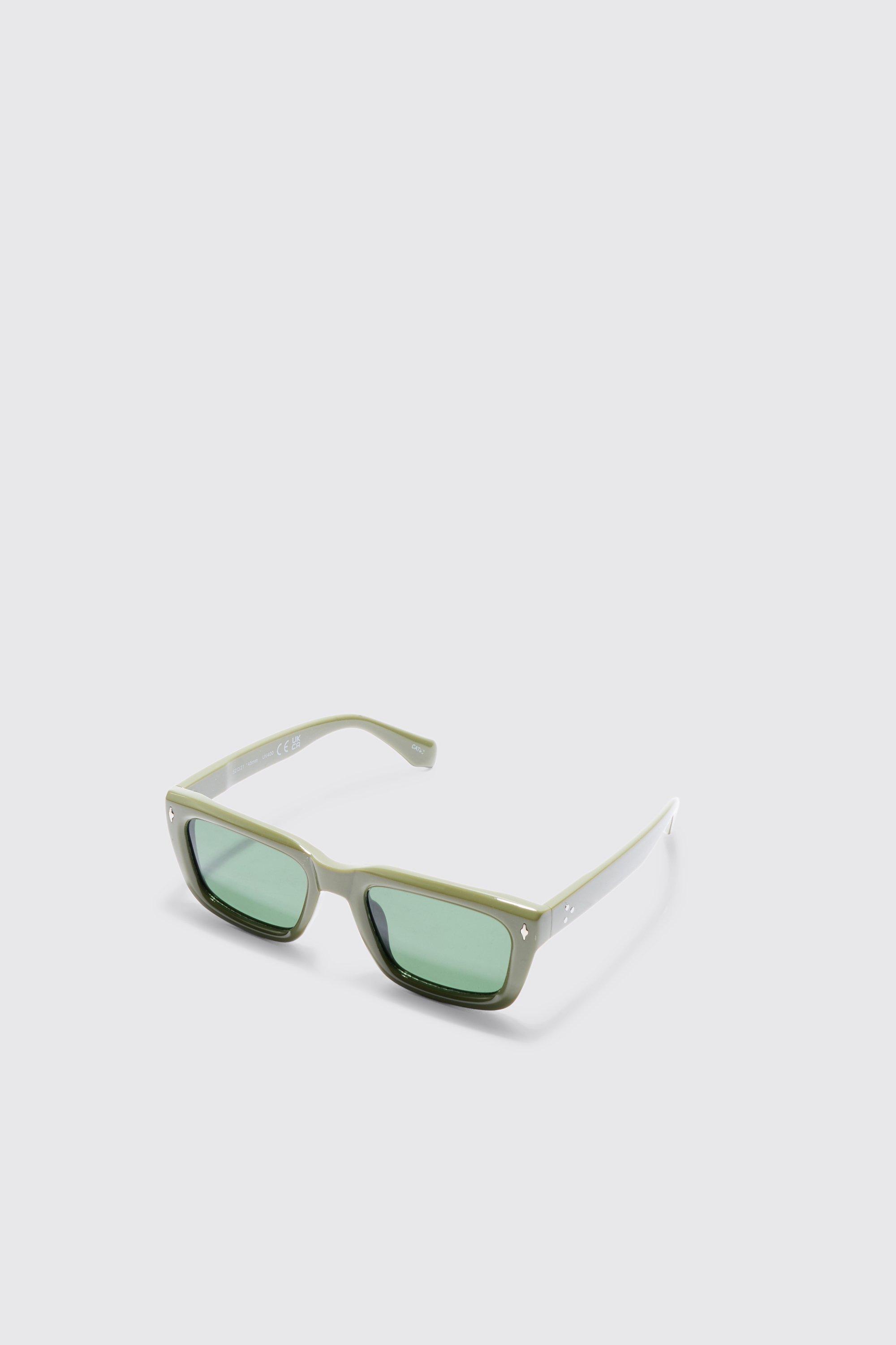 Mens Green Plastic Sunglasses In Olive, Green