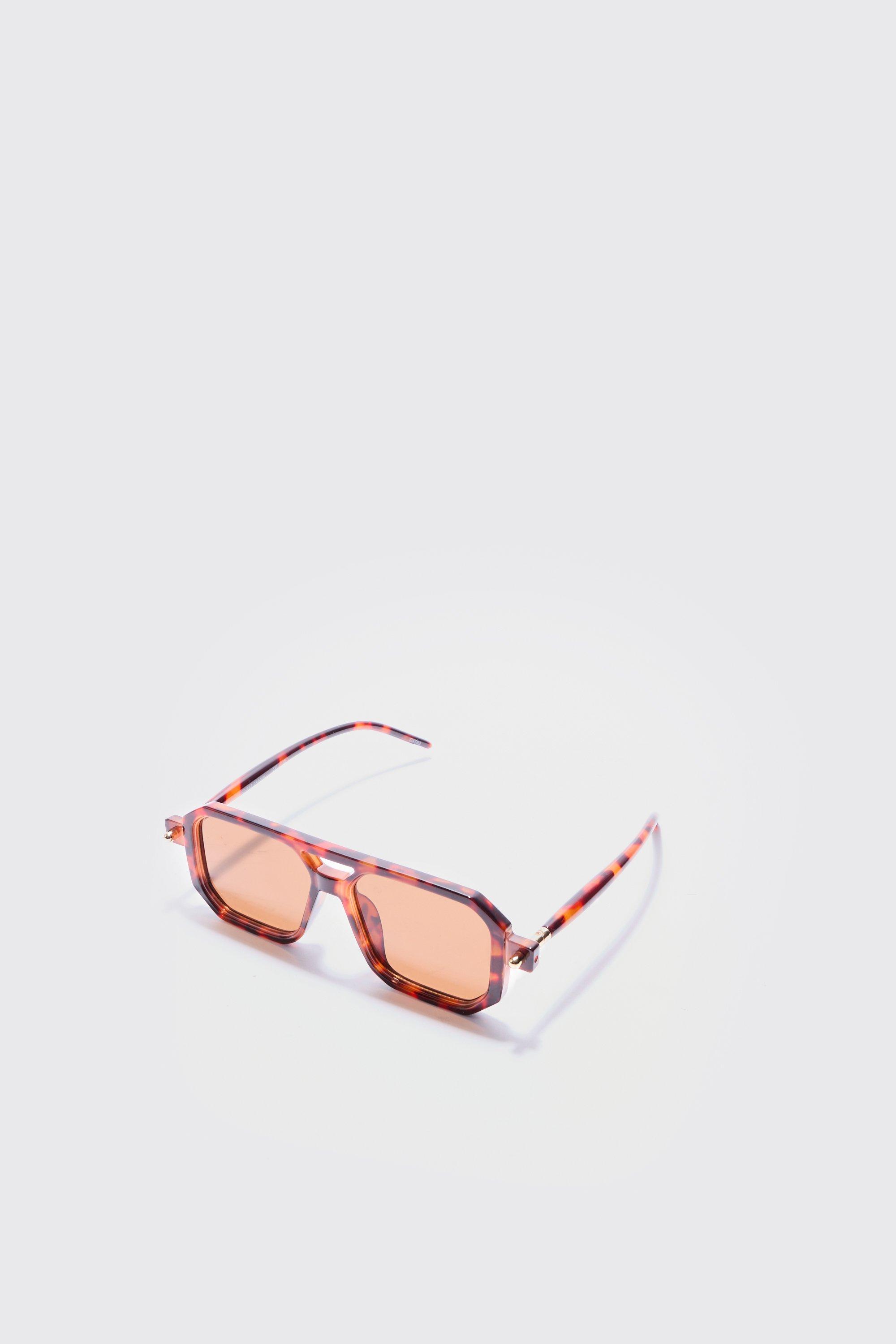 Image of Aviator Sunglasses In Tortoise, Brown