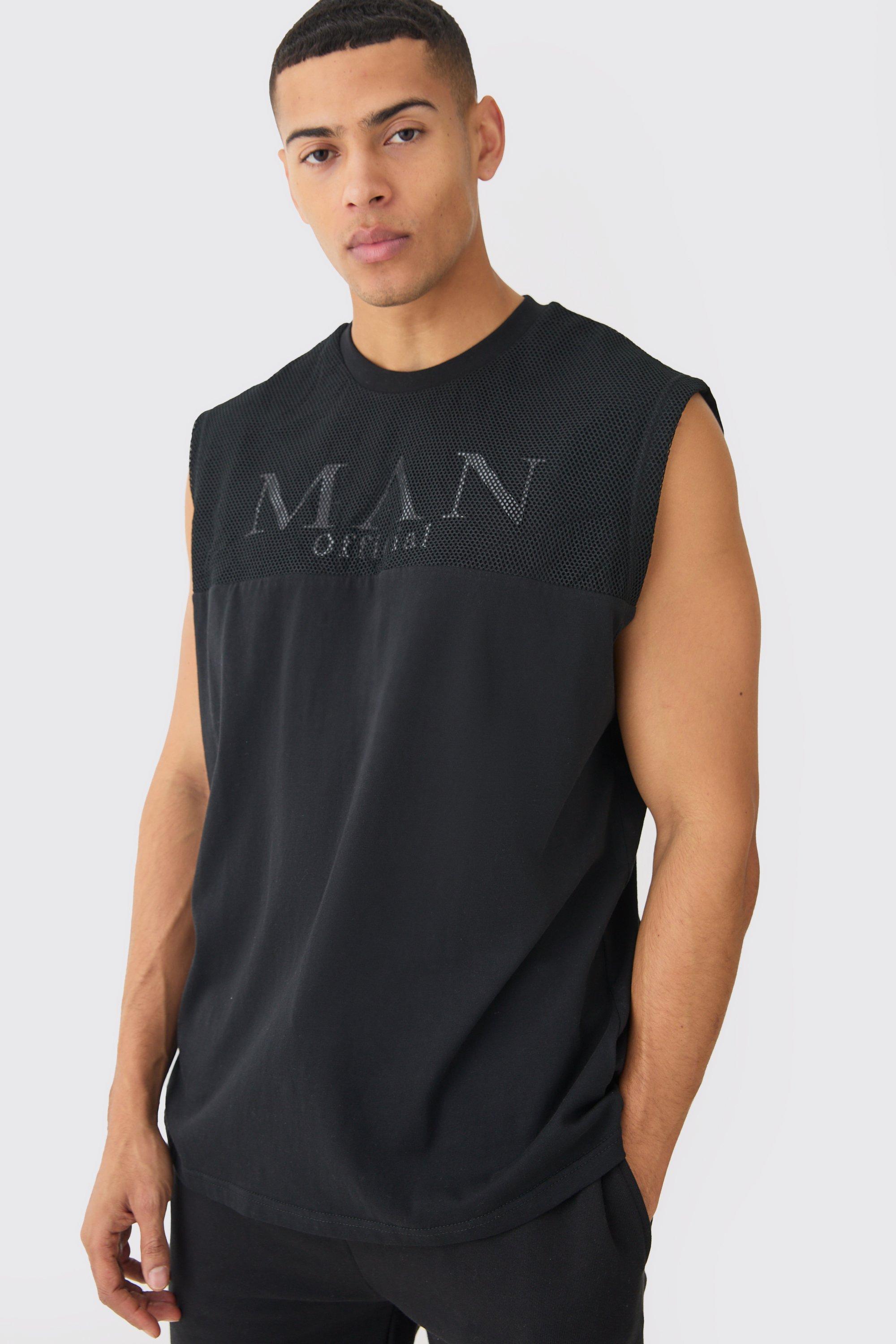 Image of Oversized Man Official Mesh Layer Tank, Nero