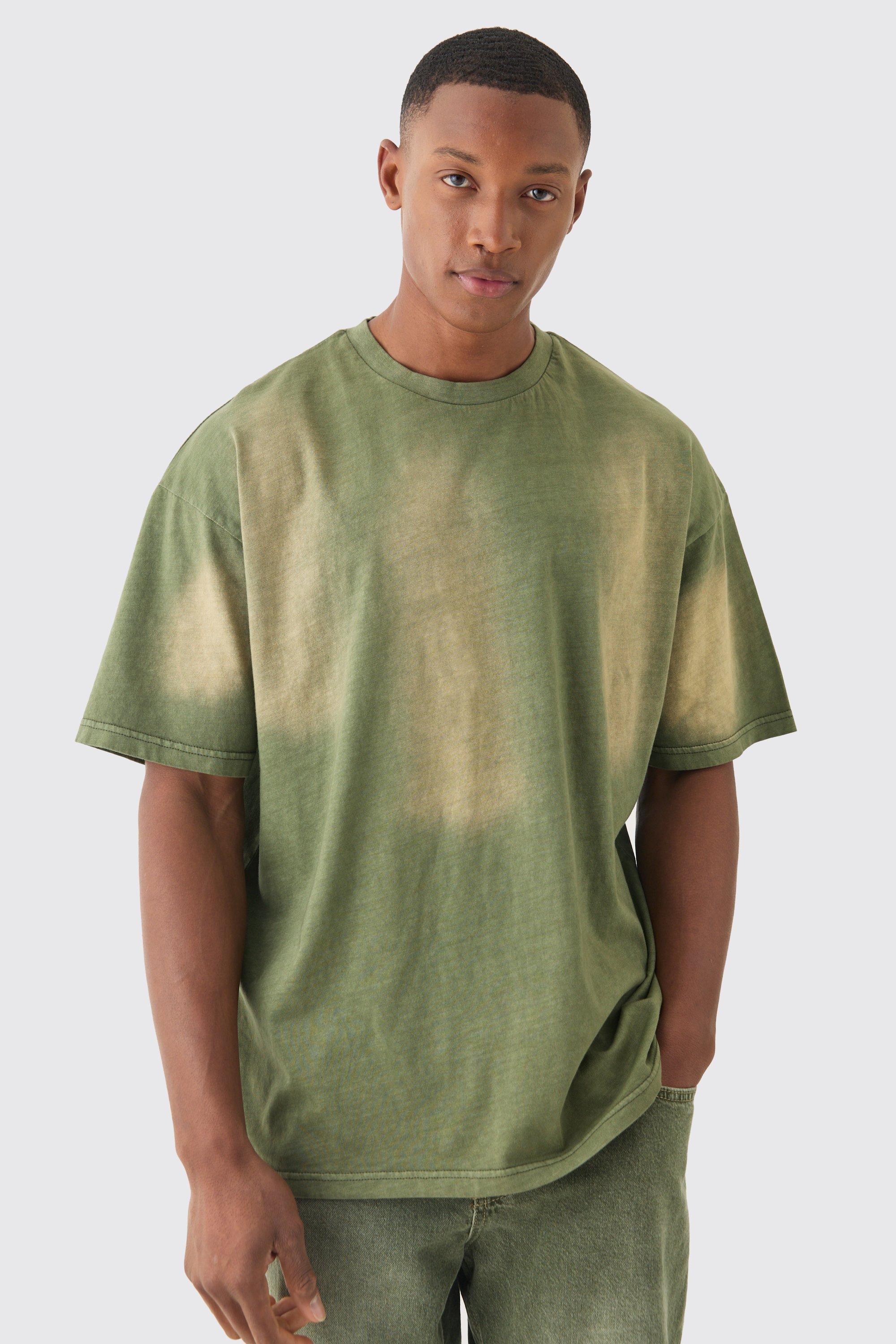 Image of Oversized Spray Wash T-shirt, Verde