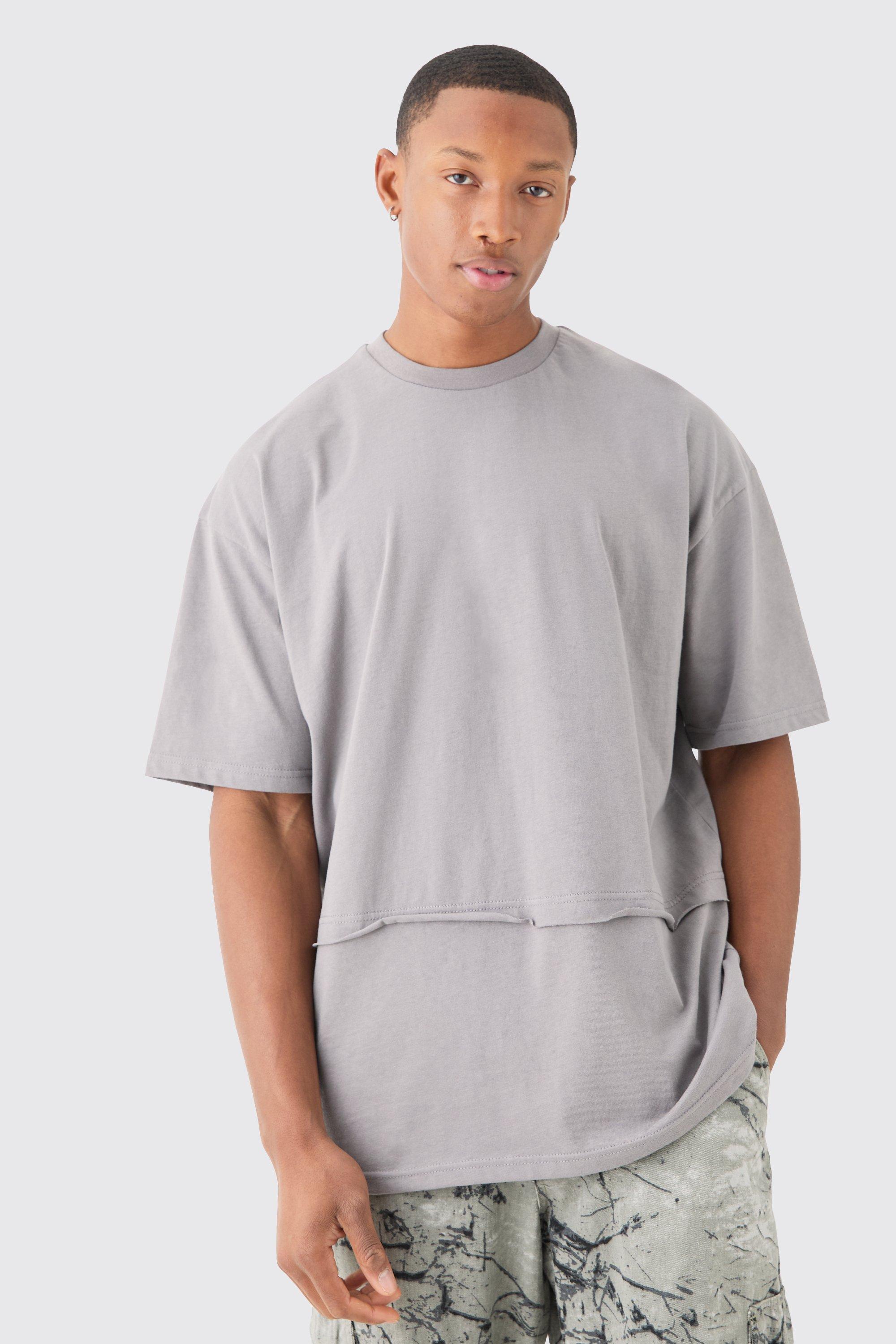 Image of Oversized Raw Layer T-shirt, Grigio