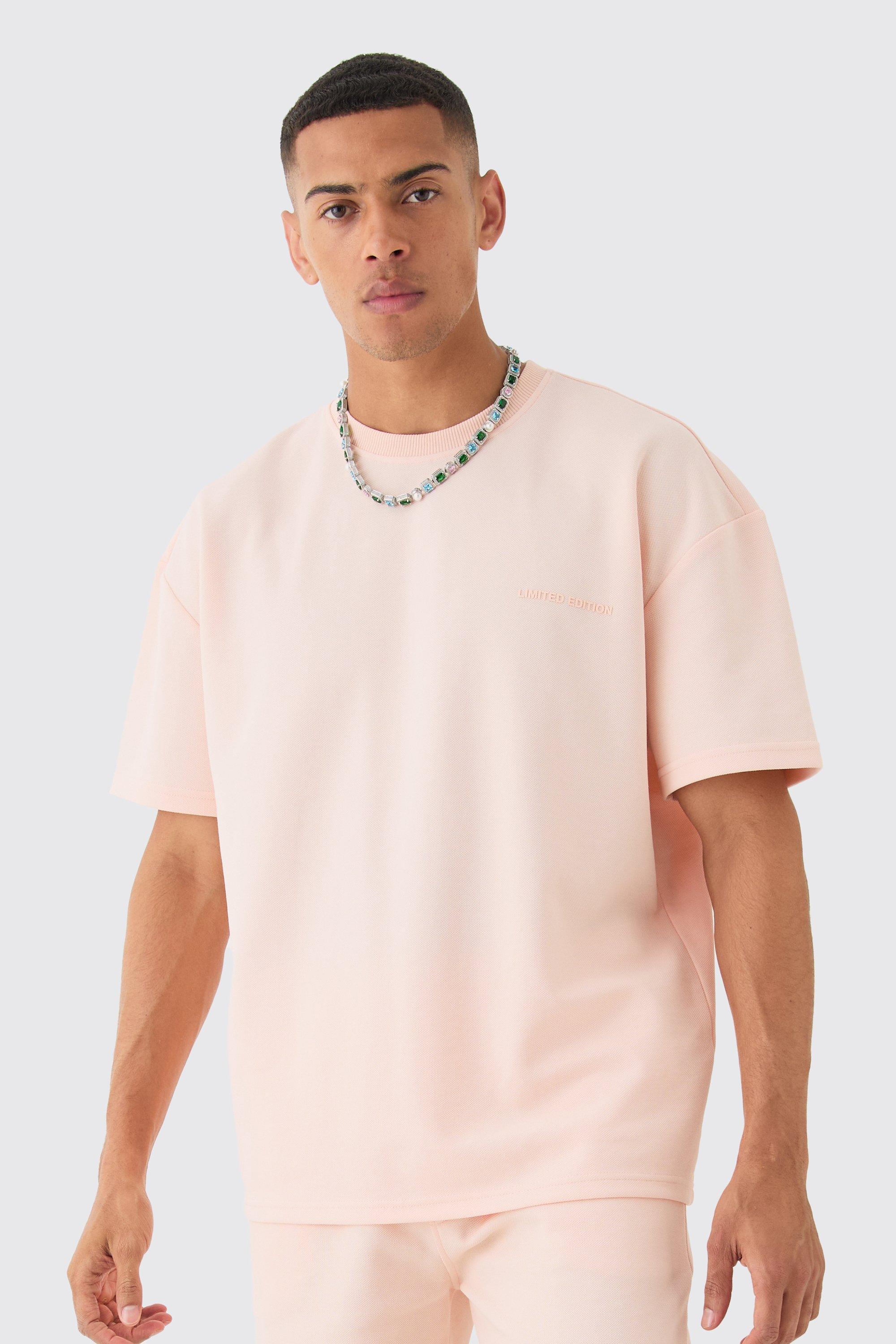 Image of Oversized High Build Pique Limited T-shirt, Pink