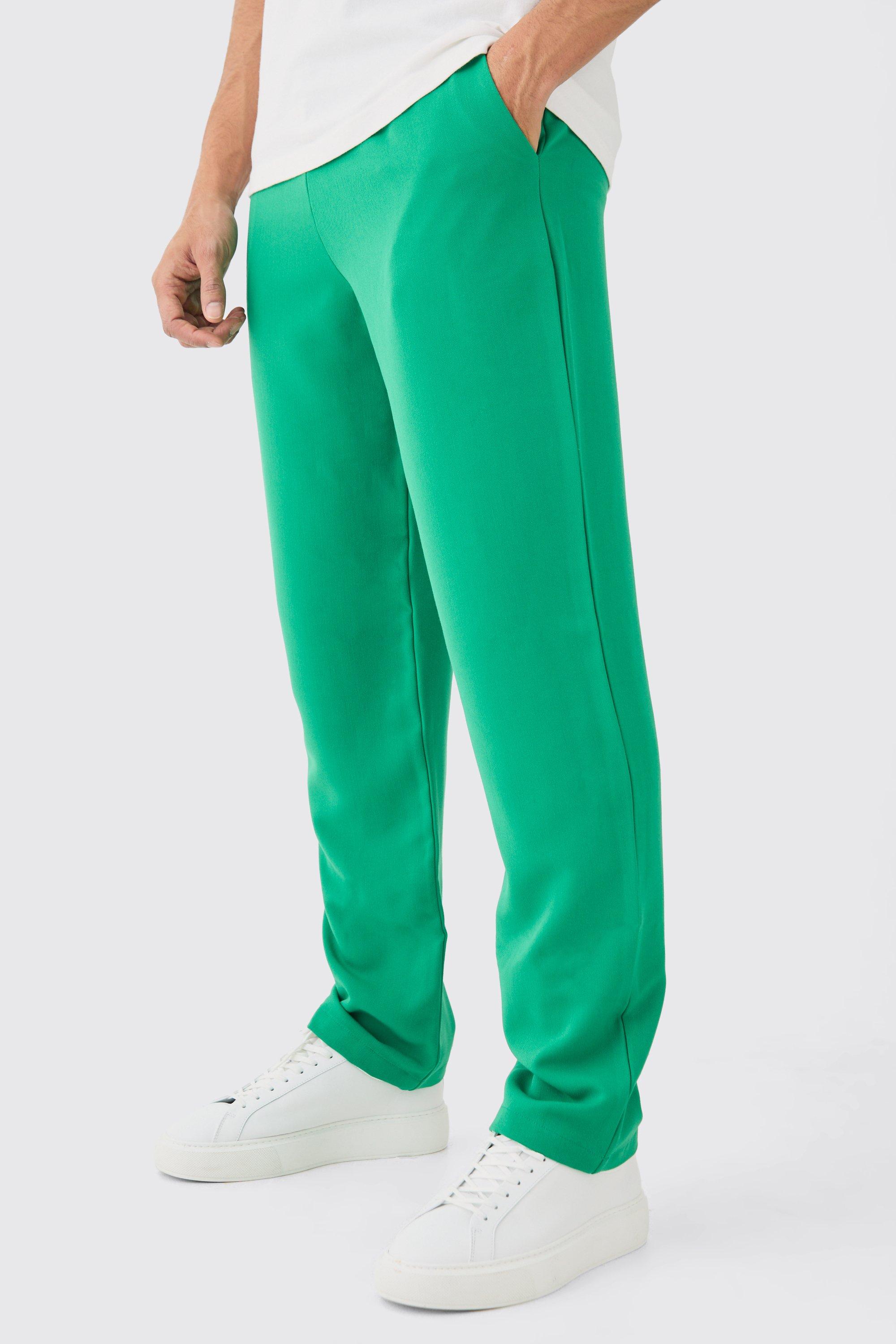 Image of Drawcord Waist Straight Trousers, Verde