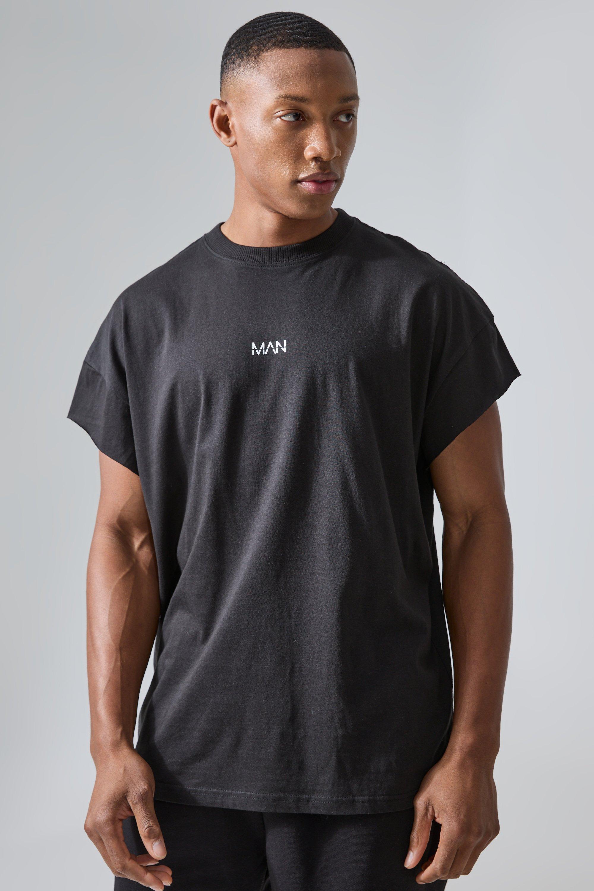 Image of T-shirt oversize Man Active con cut-off, Nero