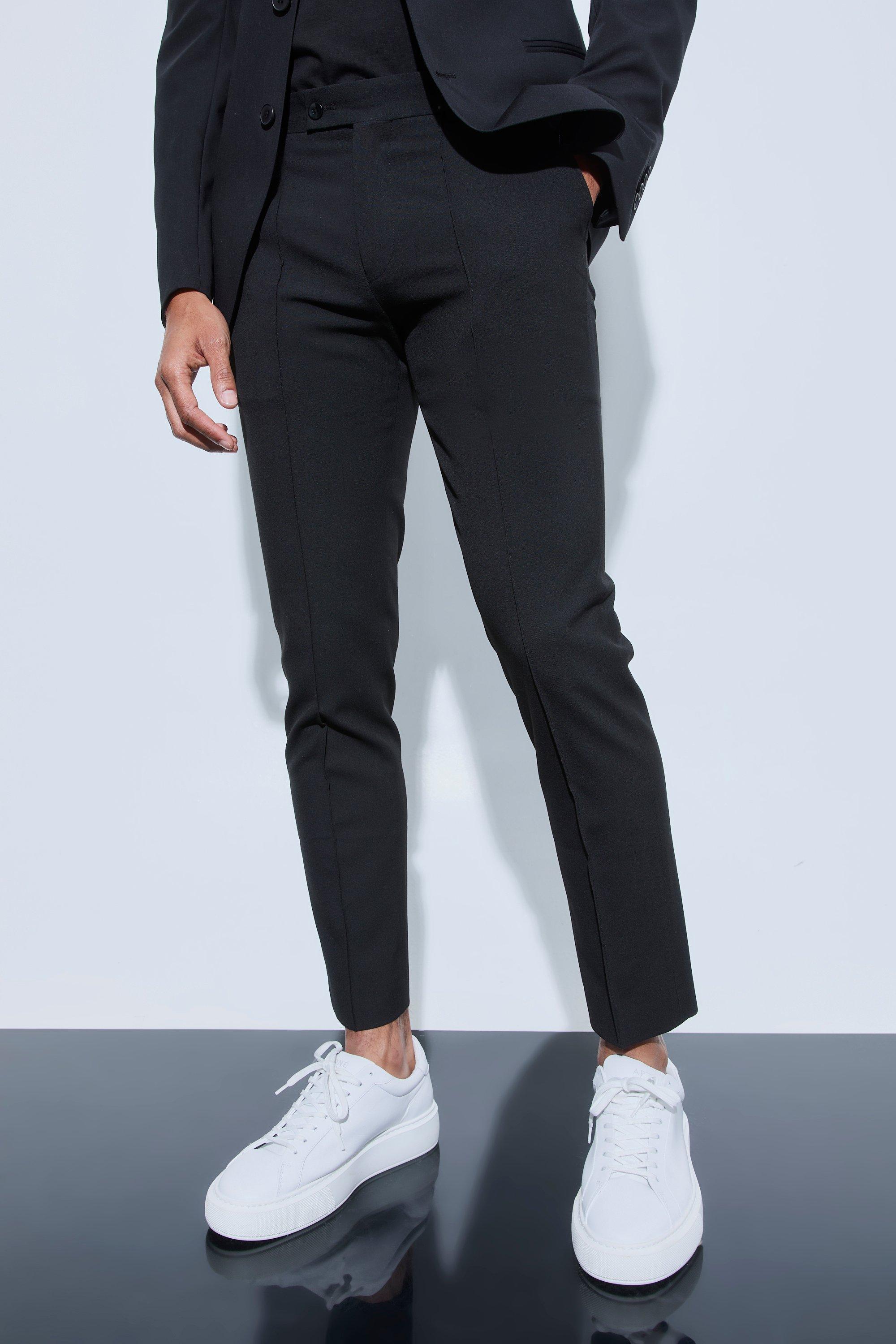 Image of Skinny Fit Cropped Suit Trousers, Nero