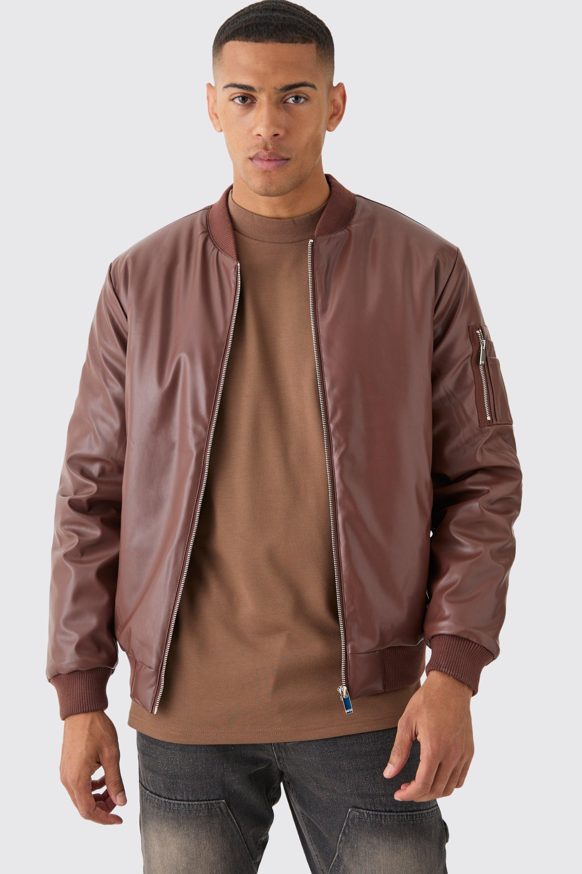 Bomber MA1 imbottito in PU color cioccolato, Brown