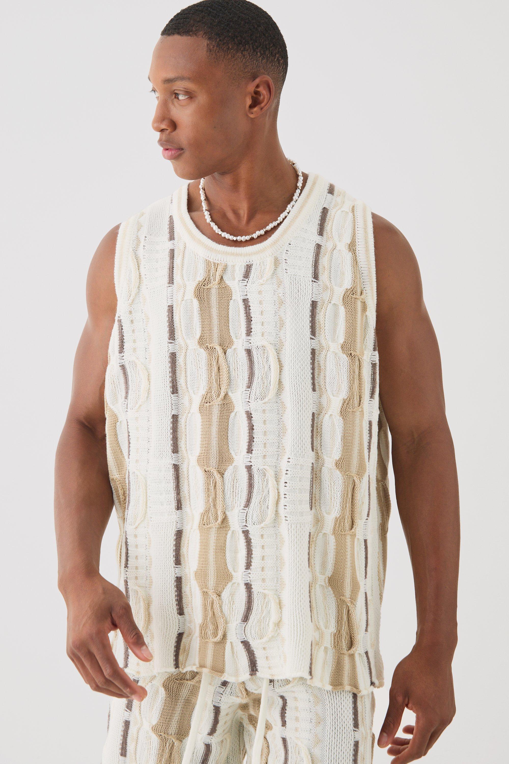 Image of Oversized 3d Knitted Vest, Cream