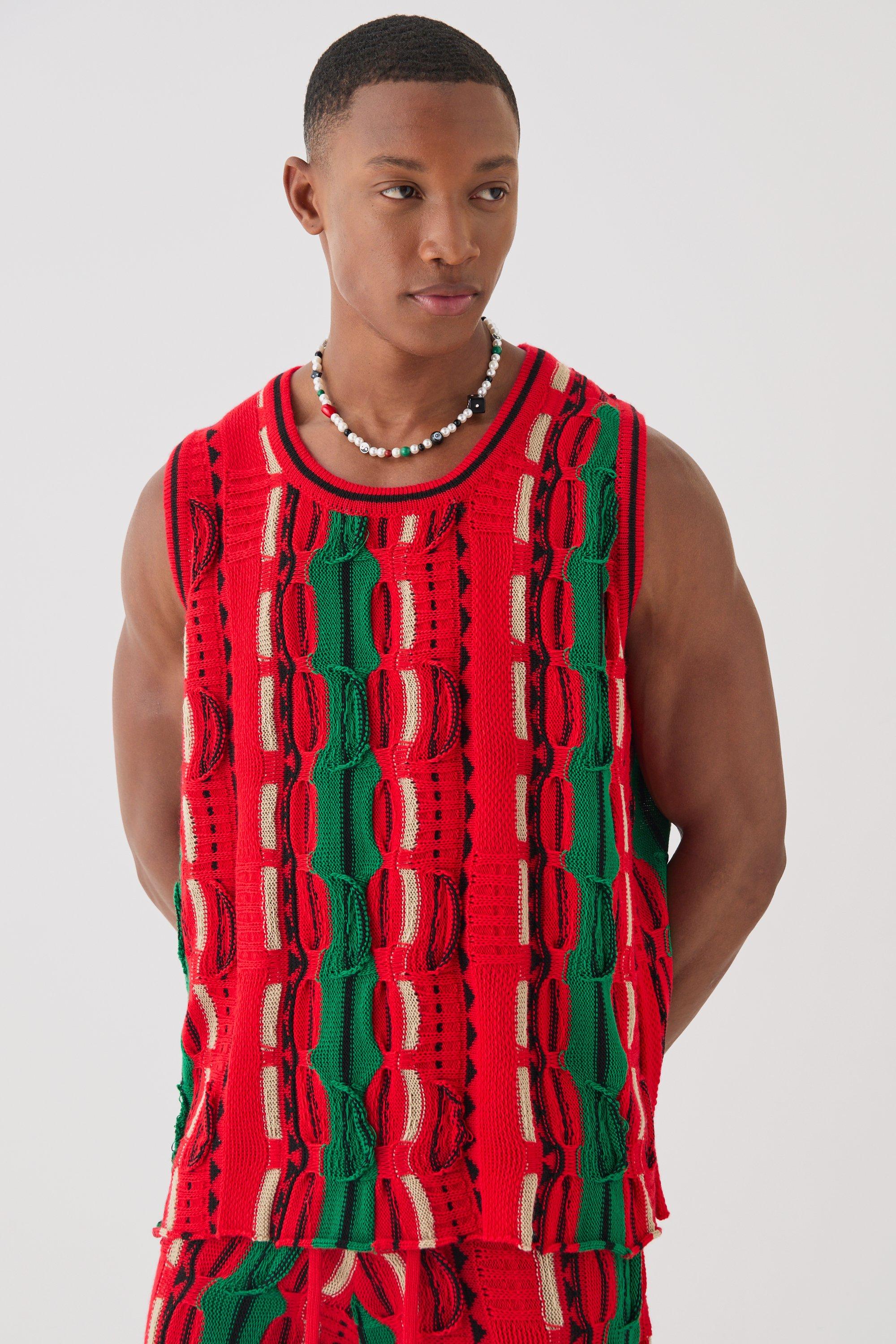 Image of Oversized 3d Knitted Vest, Rosso
