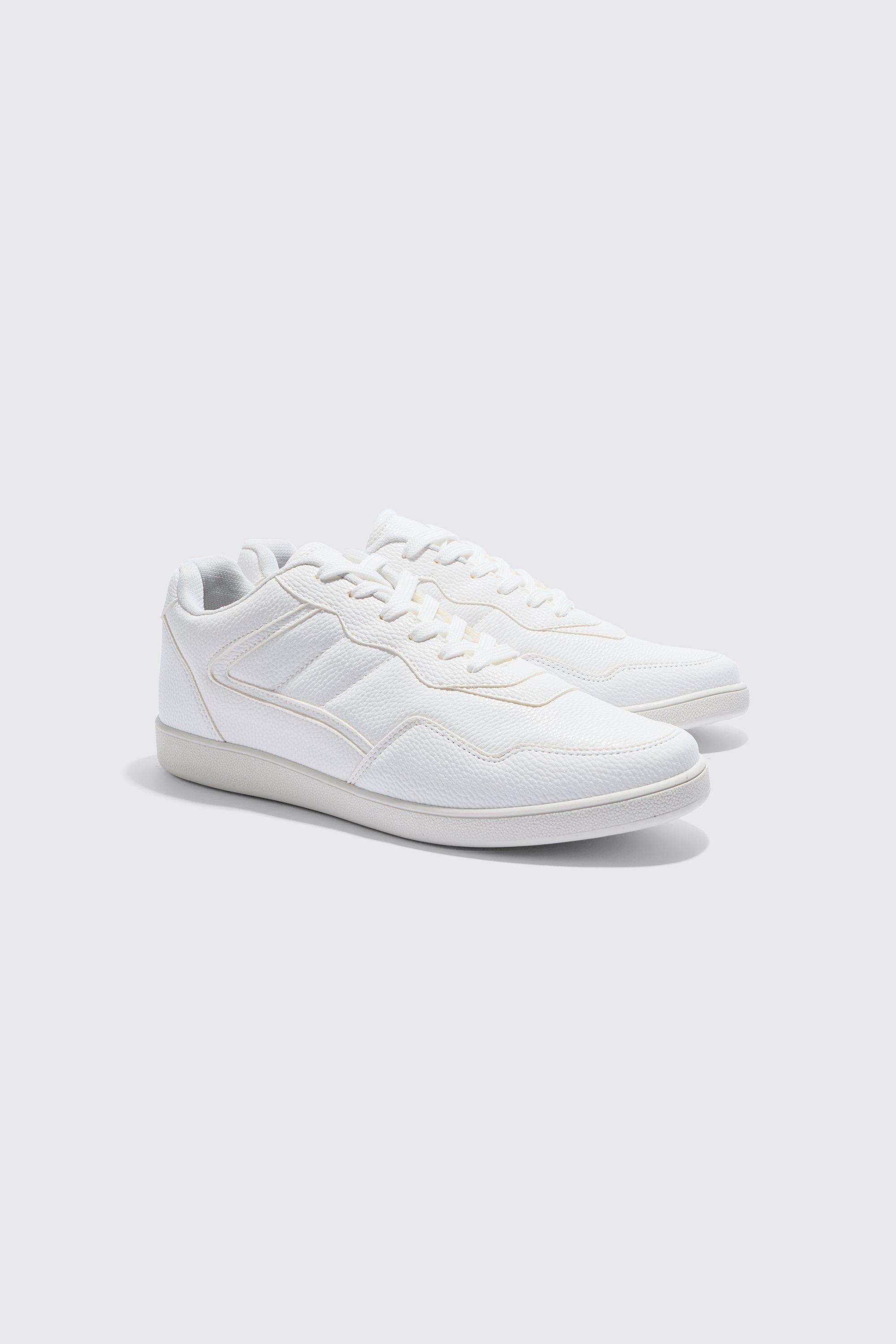 Image of Multi Panel Chunky Sole Trainers In White, Bianco