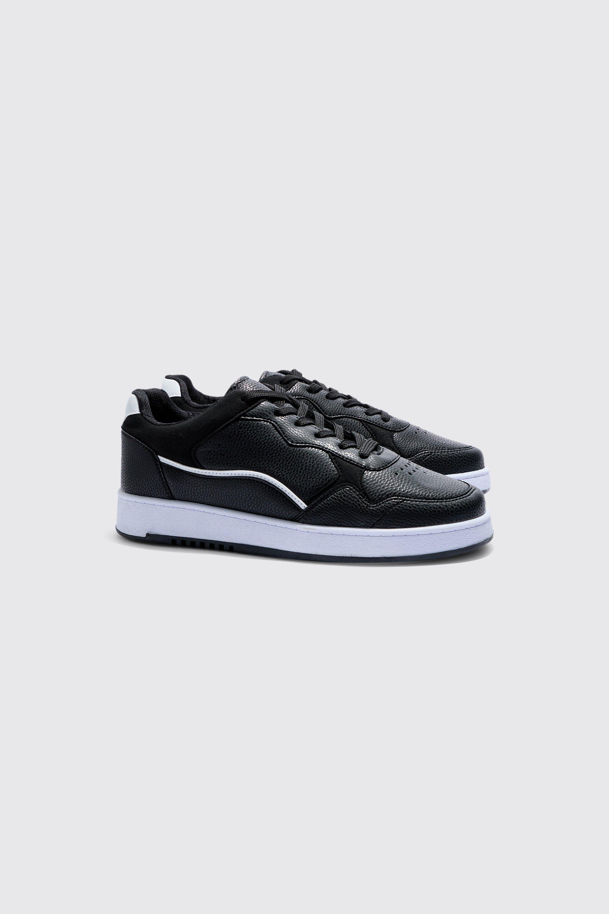 Image of Multi Panel Chunky Sole Trainers In Black, Nero