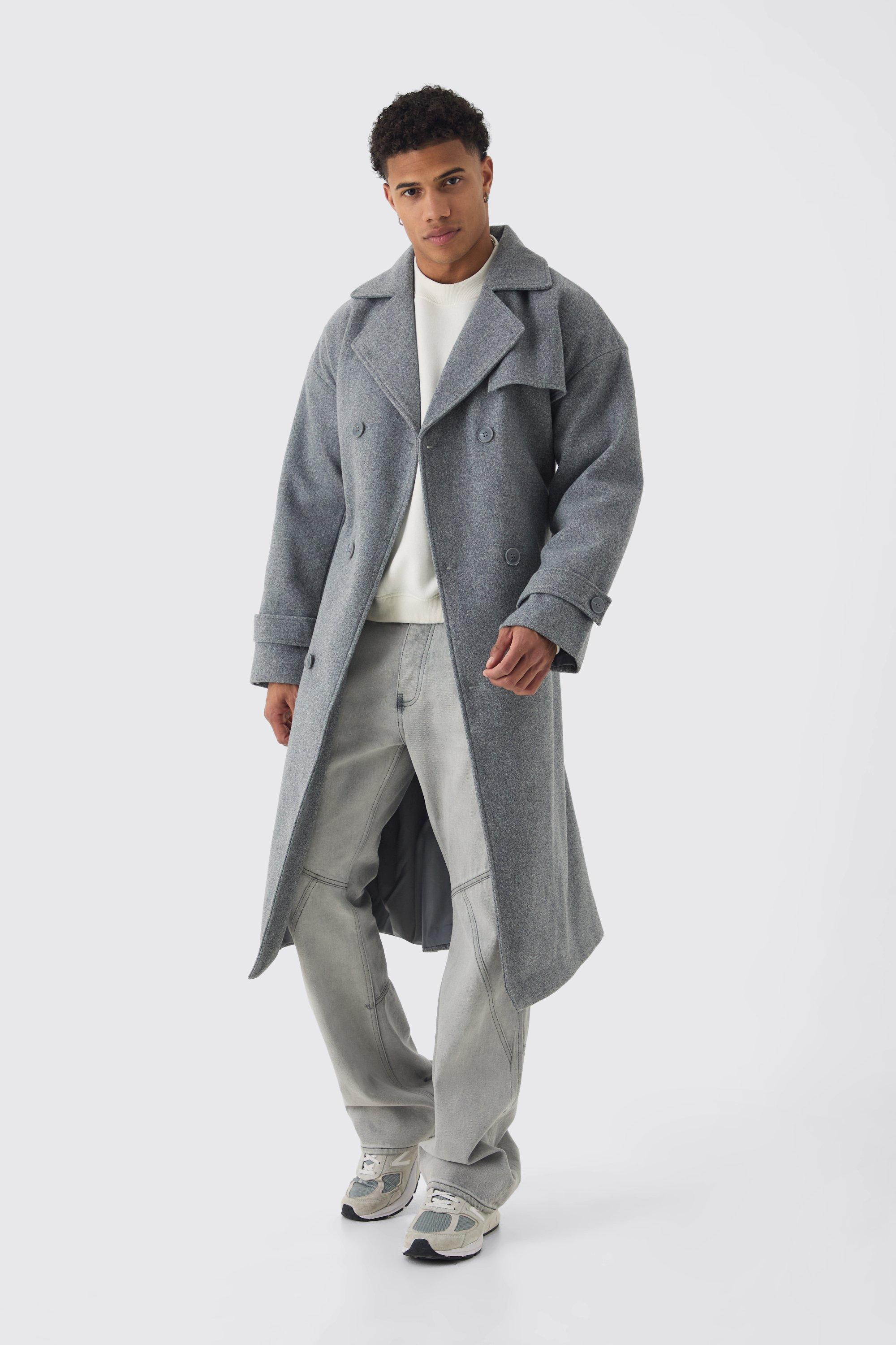 Soprabito Trench oversize a doppiopetto grigio, Grigio