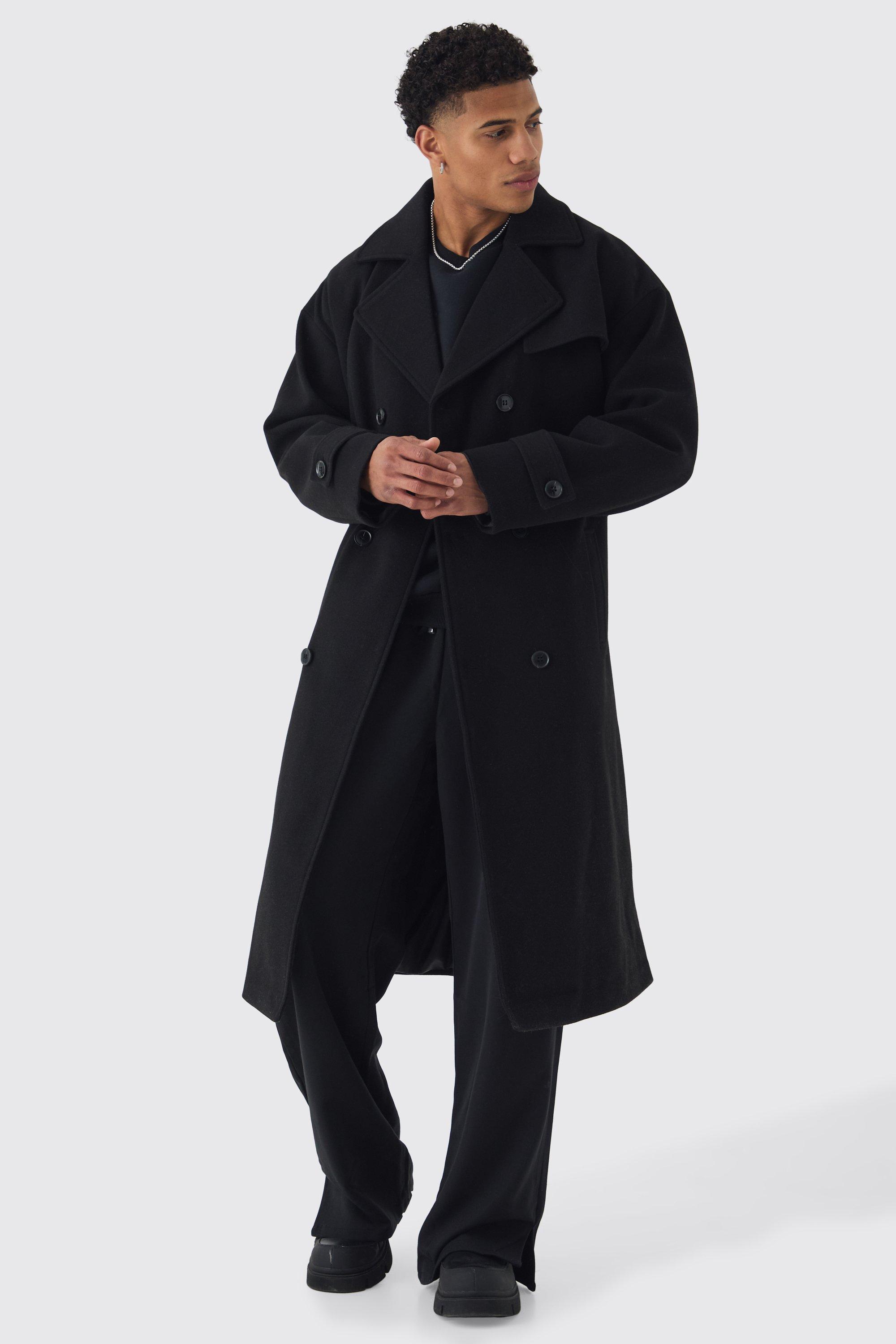 Soprabito Trench oversize a doppiopetto nero, Nero