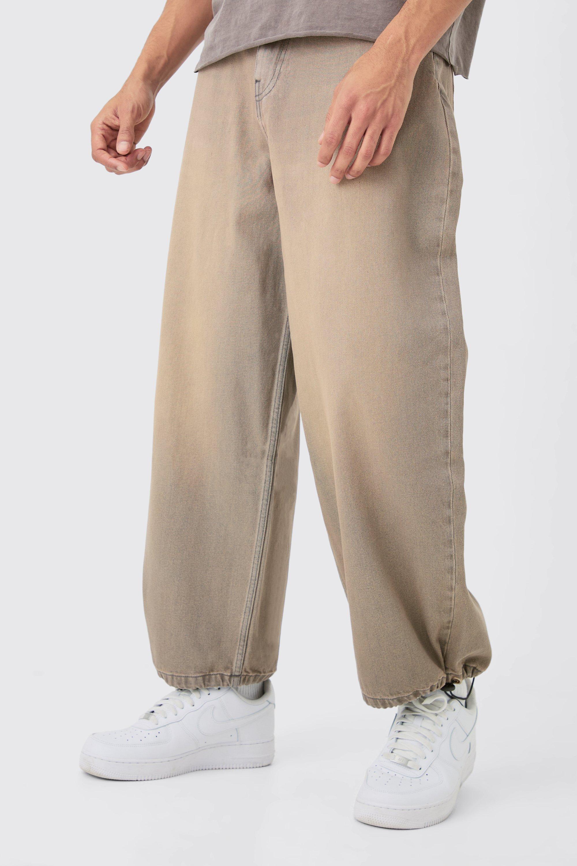 Image of Antique Grey Tinted Denim Parachute Jeans, Grigio