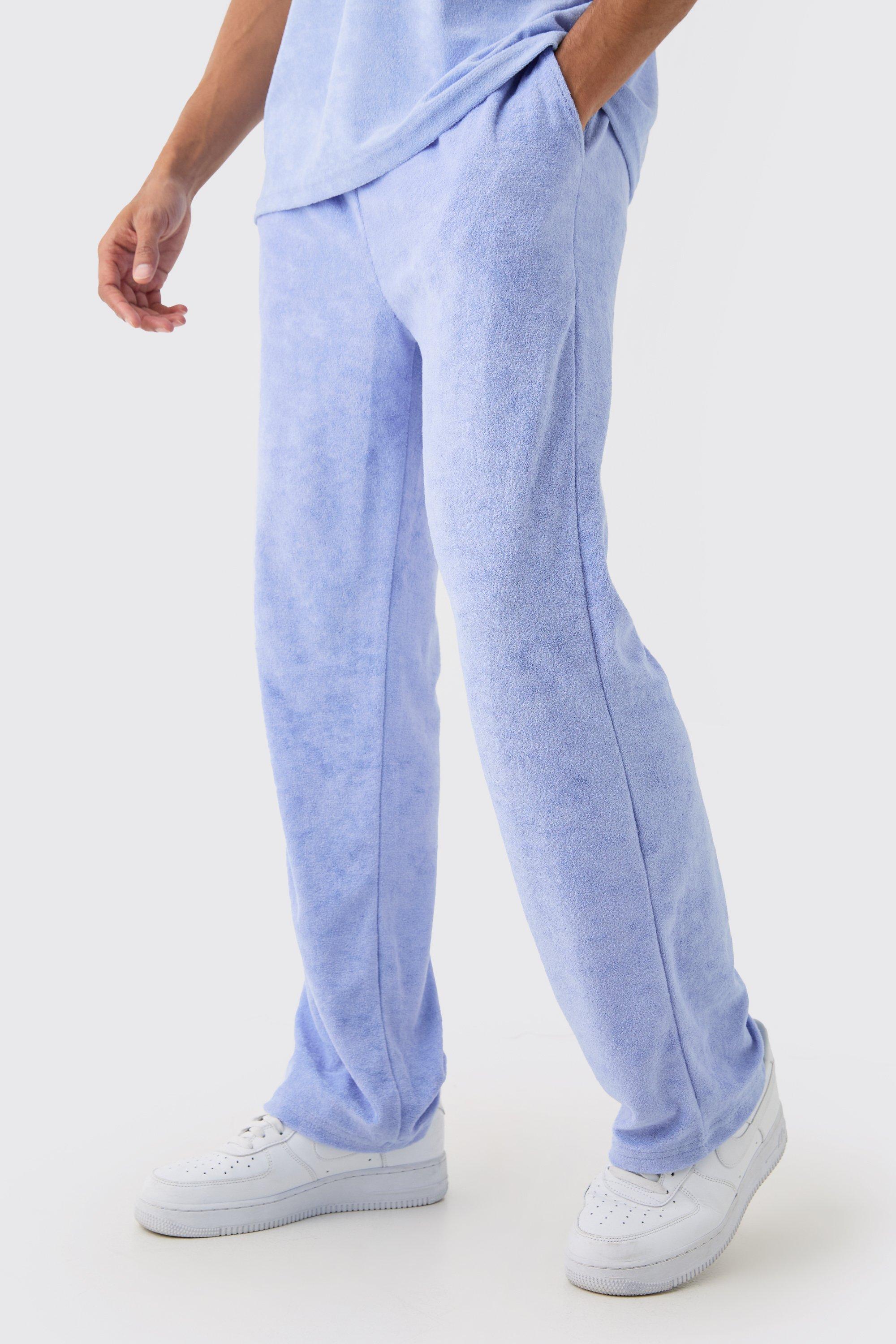 Image of Relaxed Fit Towelling Joggers, Azzurro